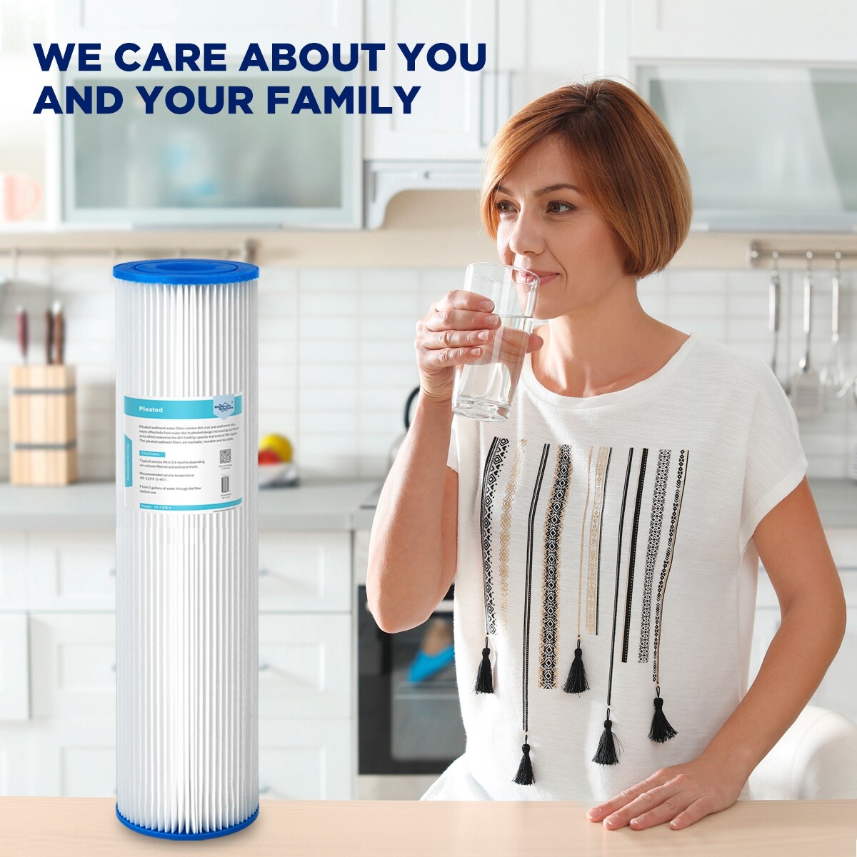 9PCS 20″x4.5″ Washable Pleated Sediment Water Filter 5/20/50 Micron for Big Blue
