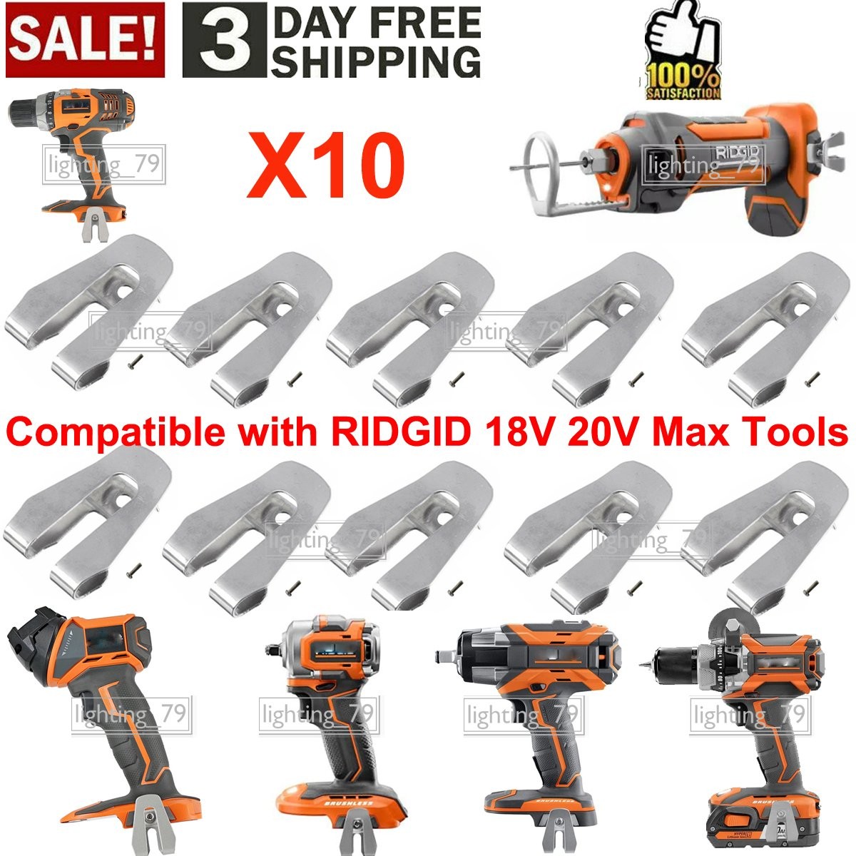 10 Pack Belt Clip hook For Ridgid R86037 R86039 18 V Brushless Impact Driver US