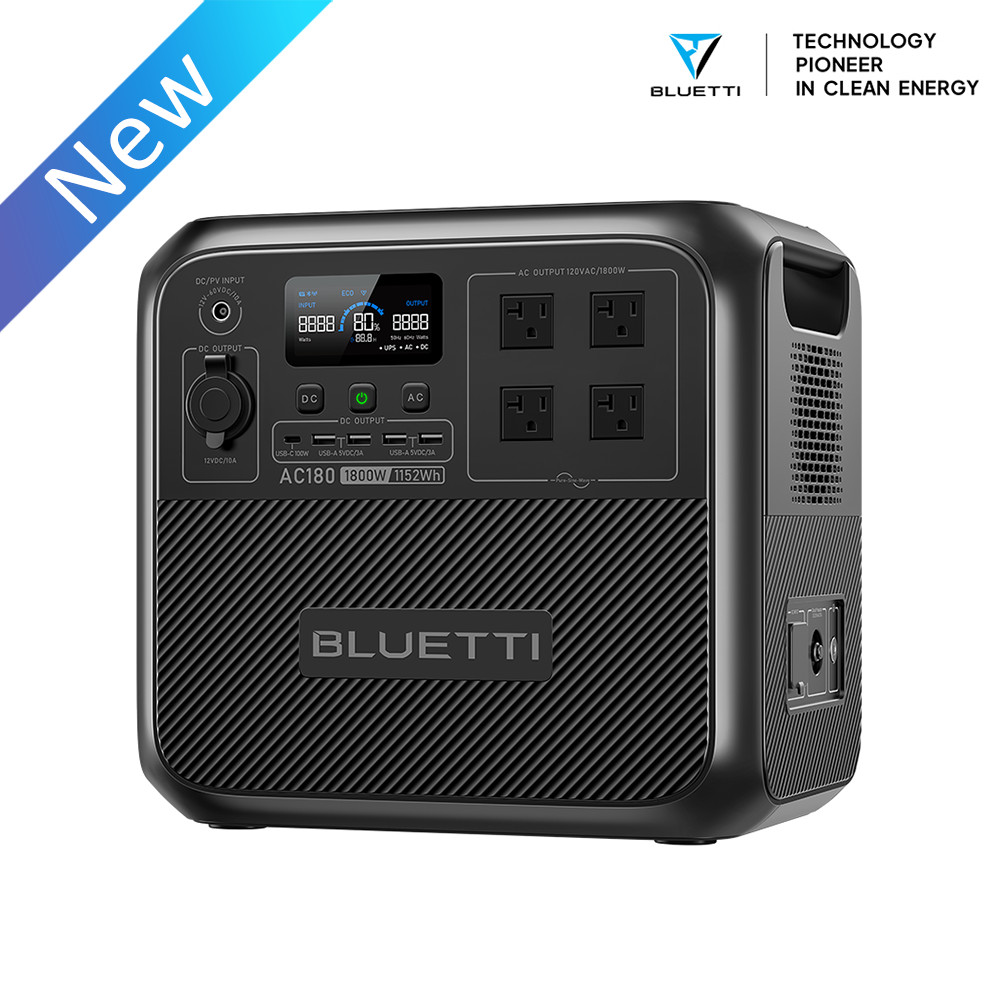 BLUETTI AC180 1800W 1152Wh Power Station Generator for Power Blackout Travelling