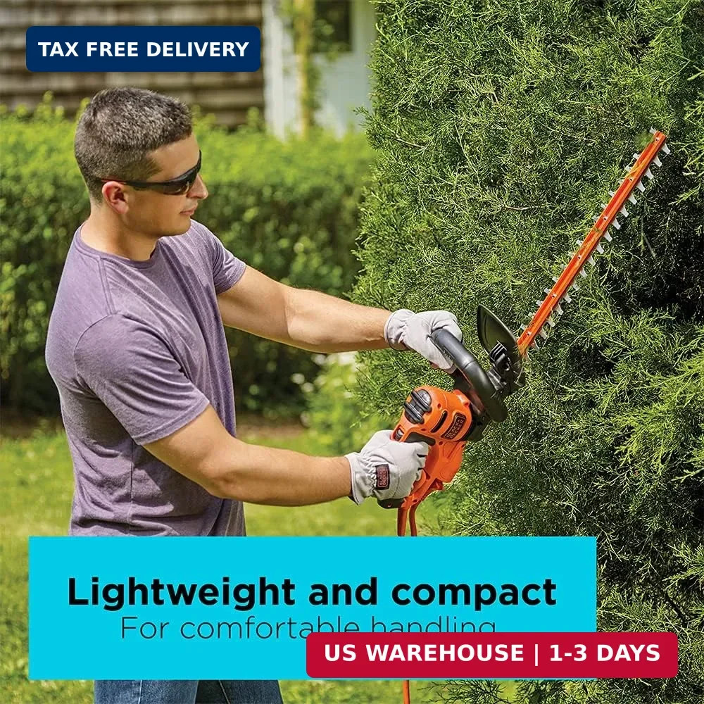 BLACK+DECKER 22″ Electric Hedge Trimmer, Lightweight 4.0 Amp Corded Dual Action