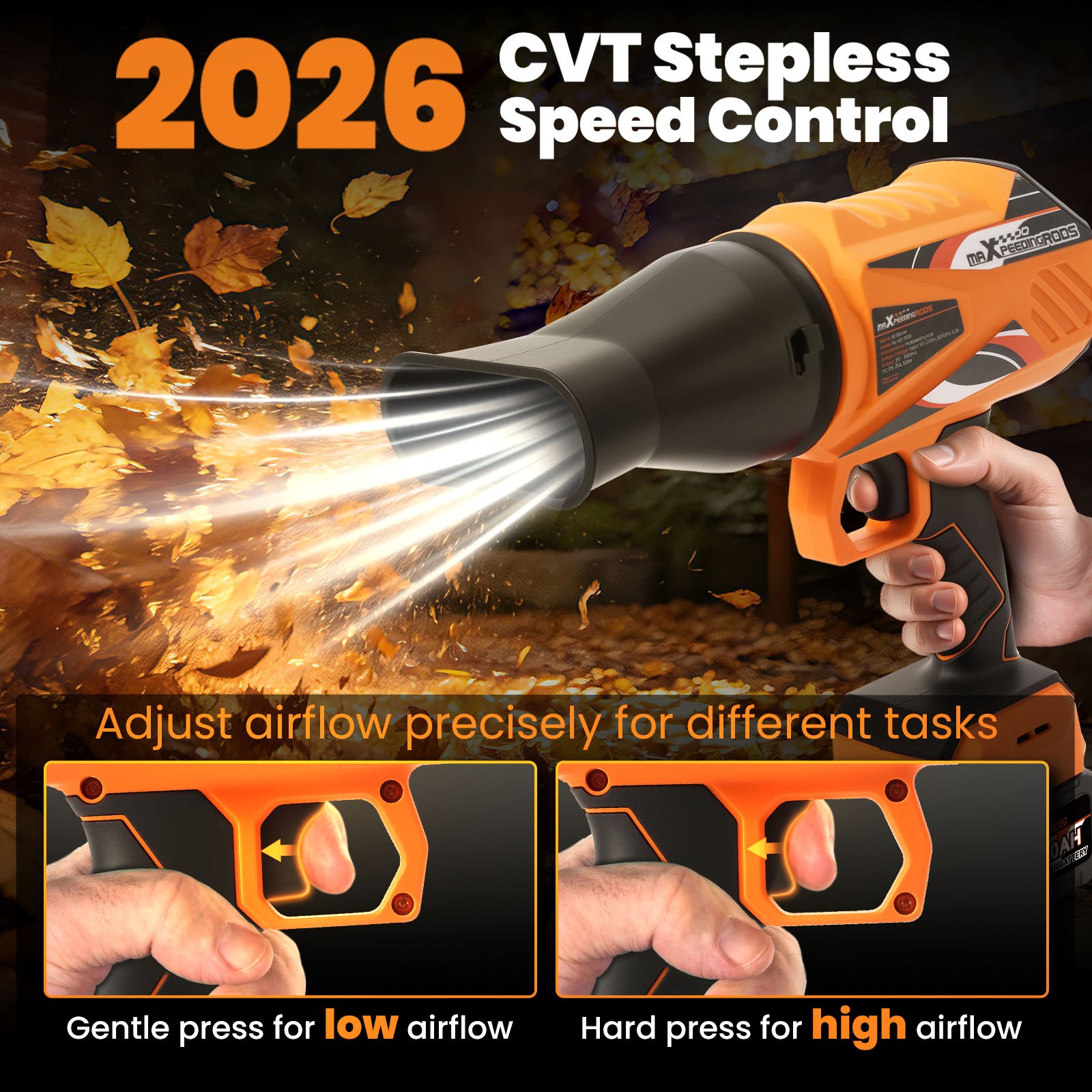 Cordless Leaf Blower 21V 4000mAh Brushless Motor 550 CFM Variable Speed