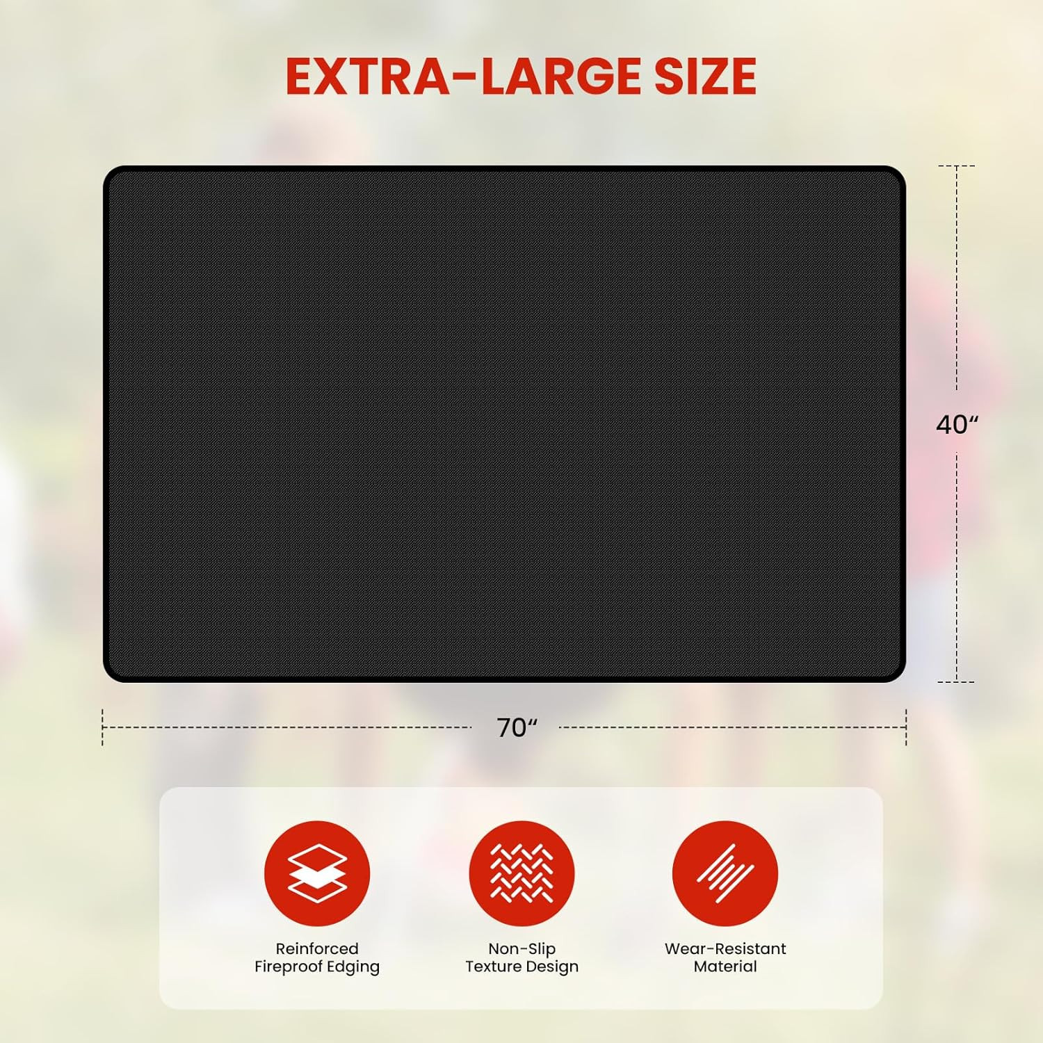 70×40 Inch Large Under Grill Mat – Double-Sided Fireproof BBQ Mat