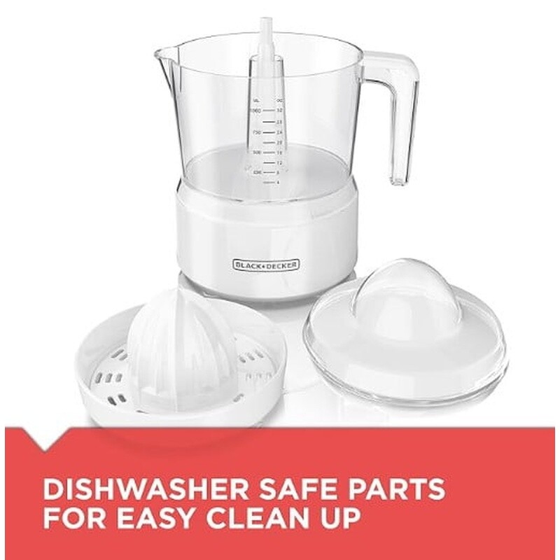 Citrus Juicer W/ Self-Reversing Cone & Easy Pour Pitcher Dishwasher Safe Parts