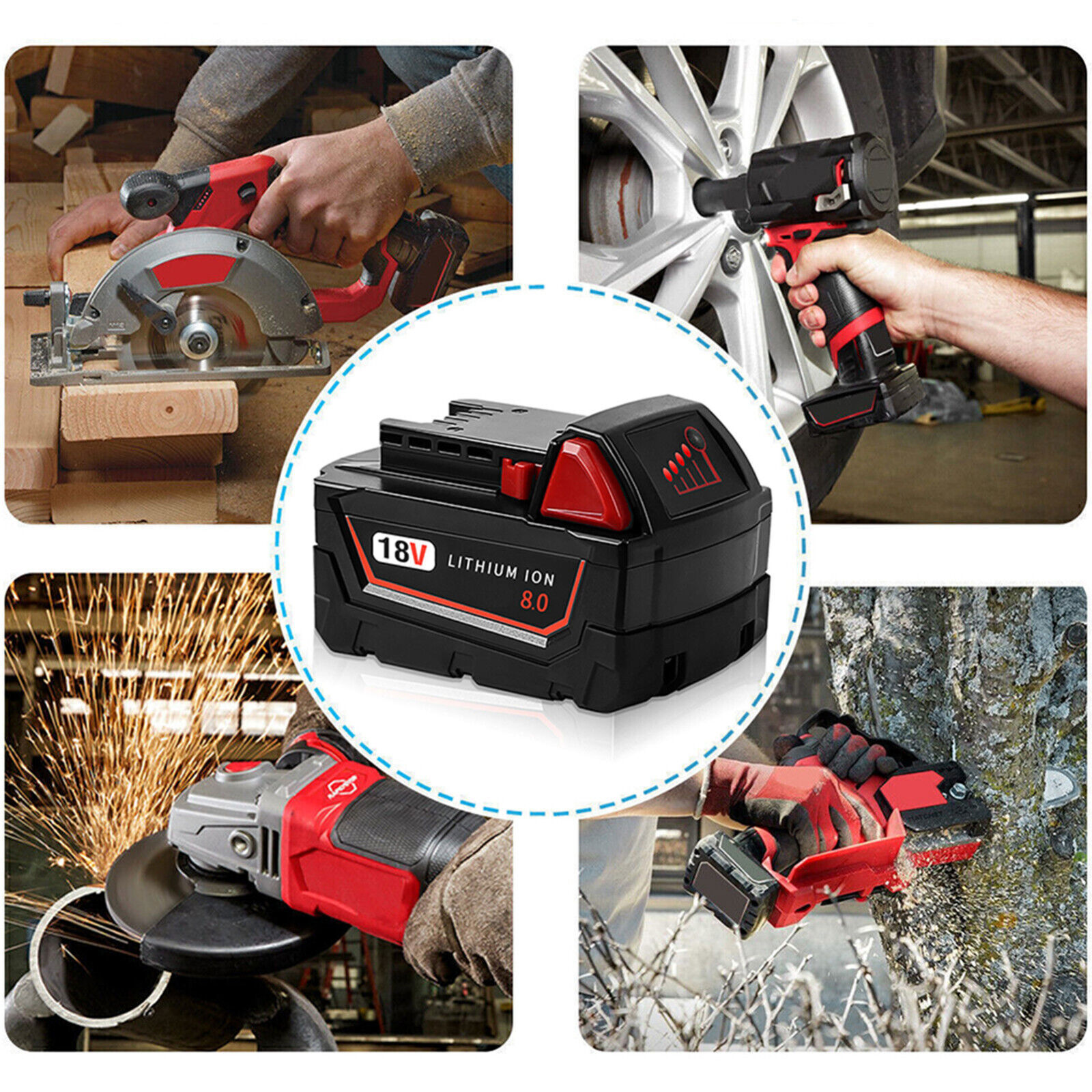 1/10Pack For Milwaukee for M18 Lithium 8 Ah Extended Capacity Battery 48-11-1860