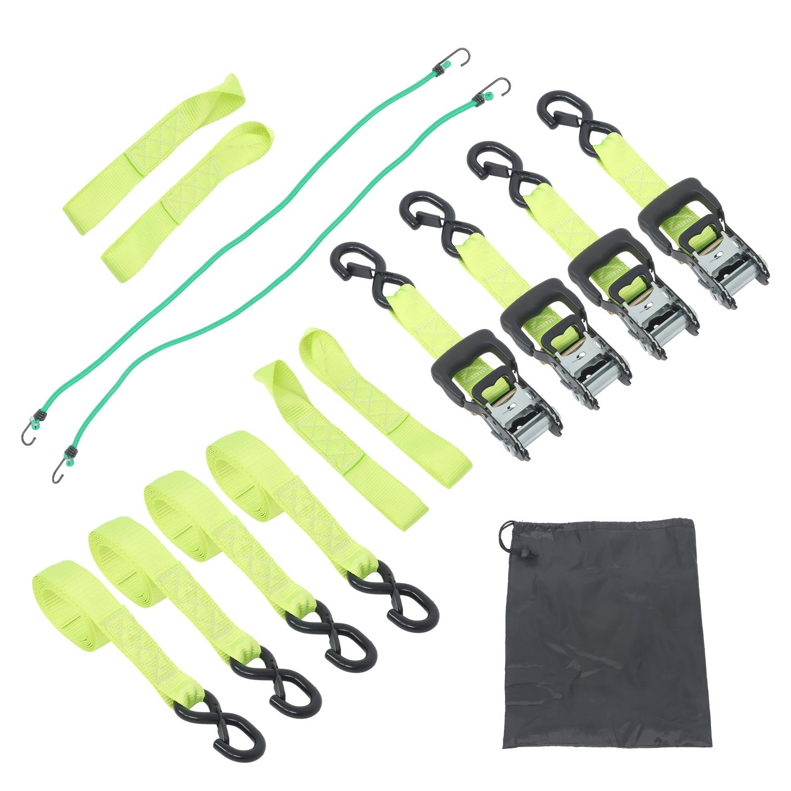 Ratchet Straps (4 Pack) – 5208 lbs Break Strength 1.6″x8′ Green Tie Down Straps