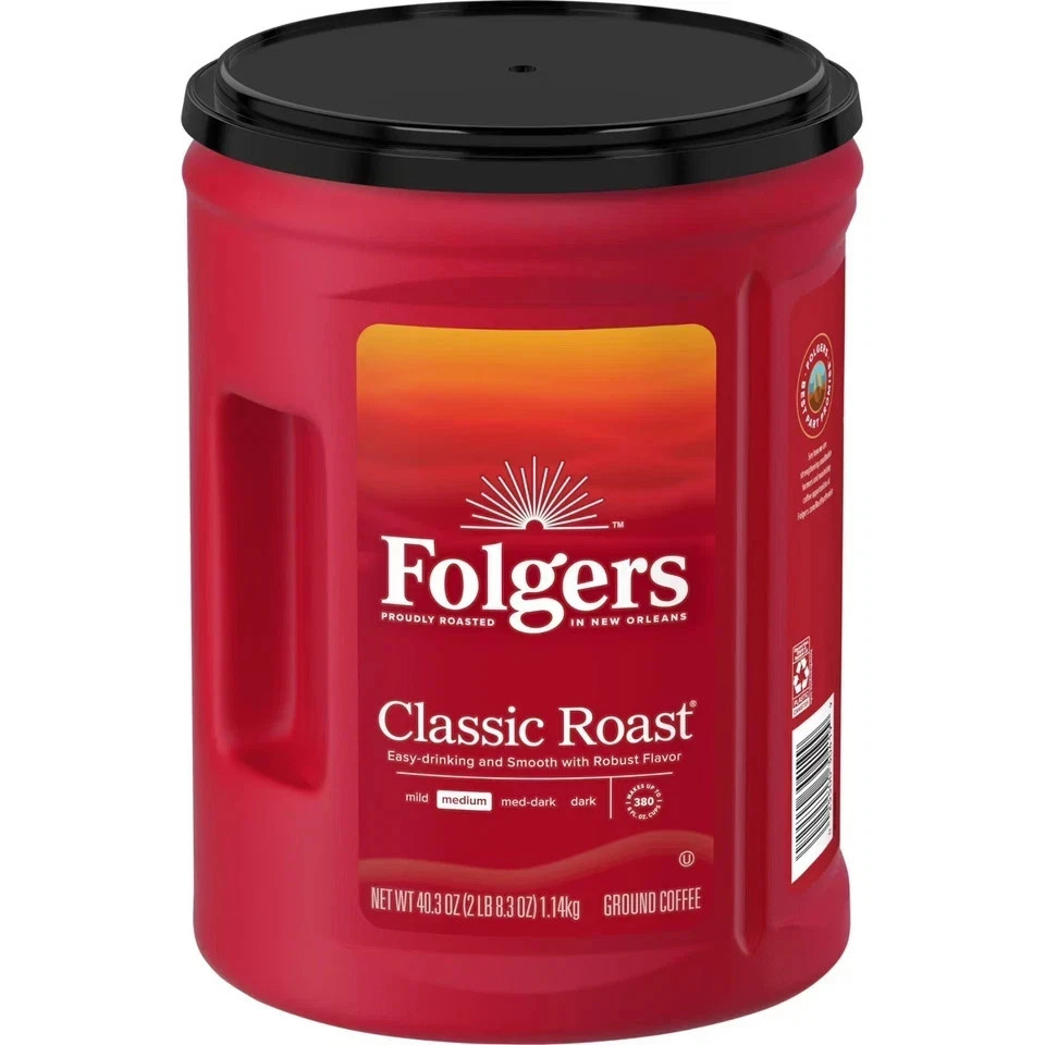 Folgers Classic Roast Ground Coffee, Medium Roast, 40.3 oz free shiping