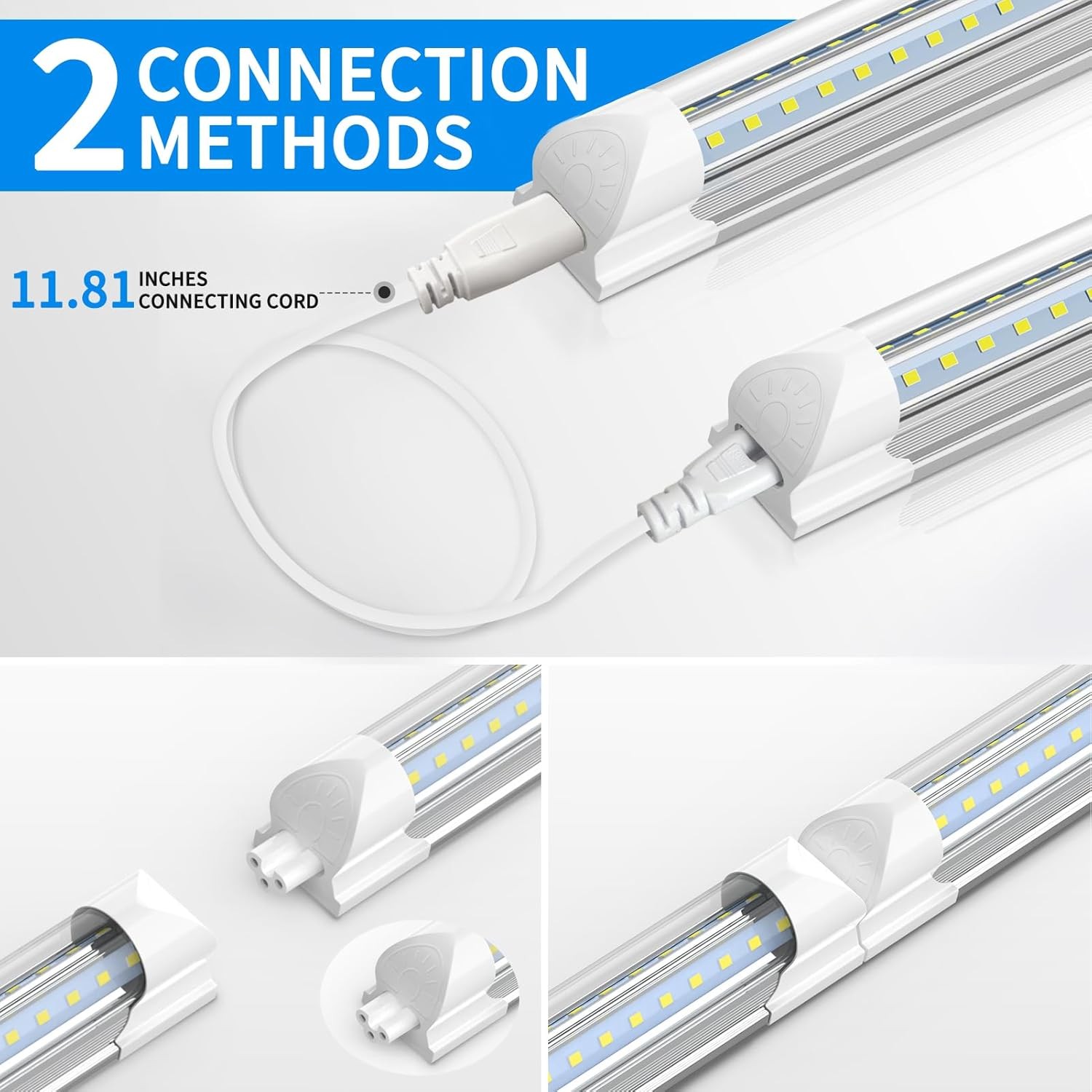T8 2FT 4FT 8FT LED Shop Light Fixture 20W-120W LED Tube Light 6000K Linkable 36W