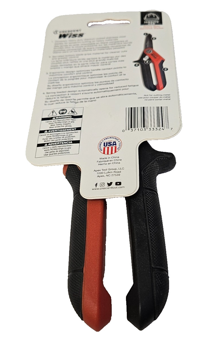 Wiss C7WT 7″ Tradesman Utility Shears Titanium Coated Compact Heavy Duty