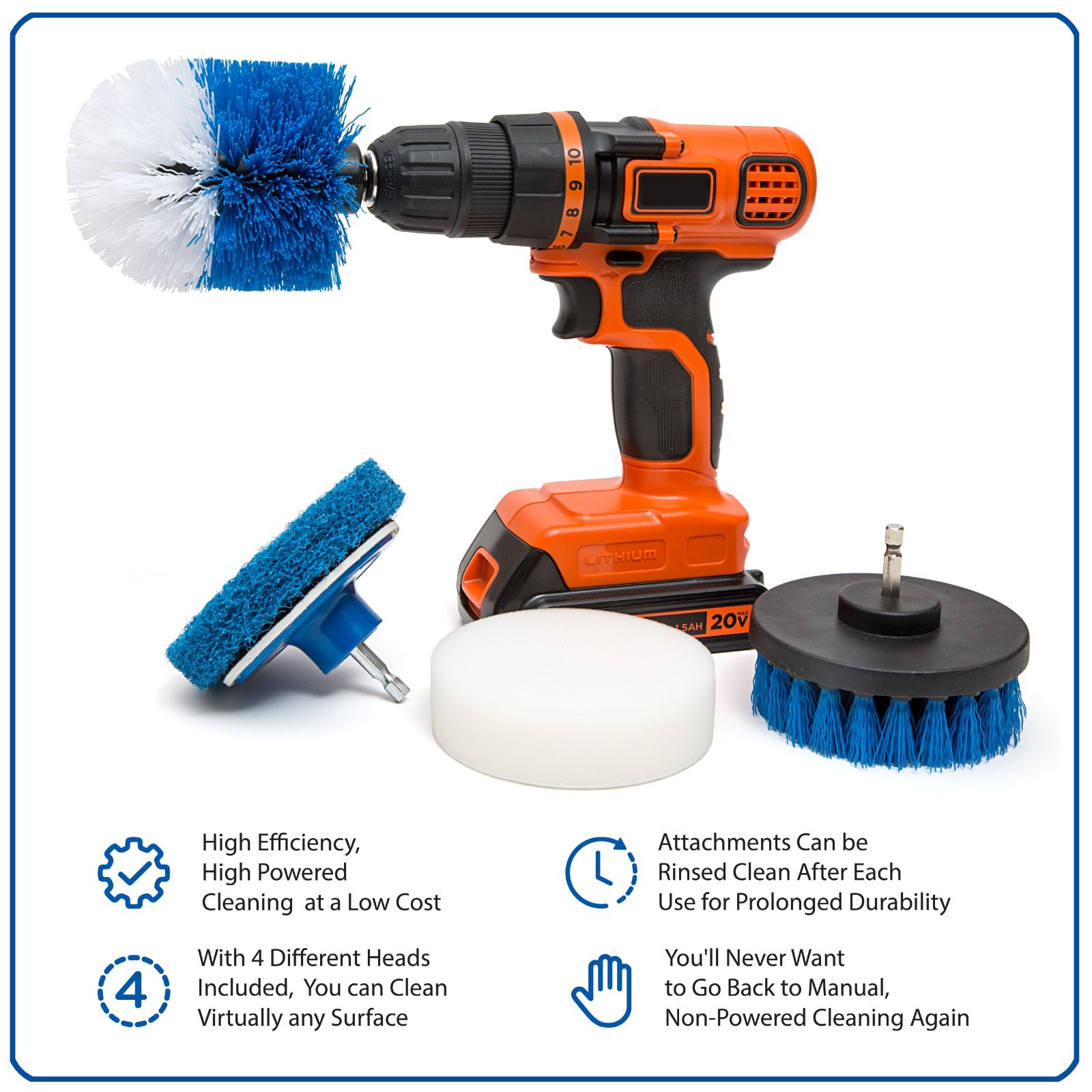 RevoClean® Ultimate 4 Piece Scrub Drill Brush Multi-Purpose Deep Cleaning Kit