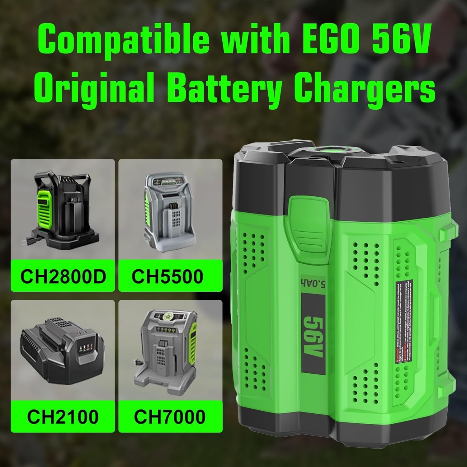 56V 5.0Ah LI-ION Battery / Charger For EGO Power+ 56volt BA1400T BA4200 BA2800