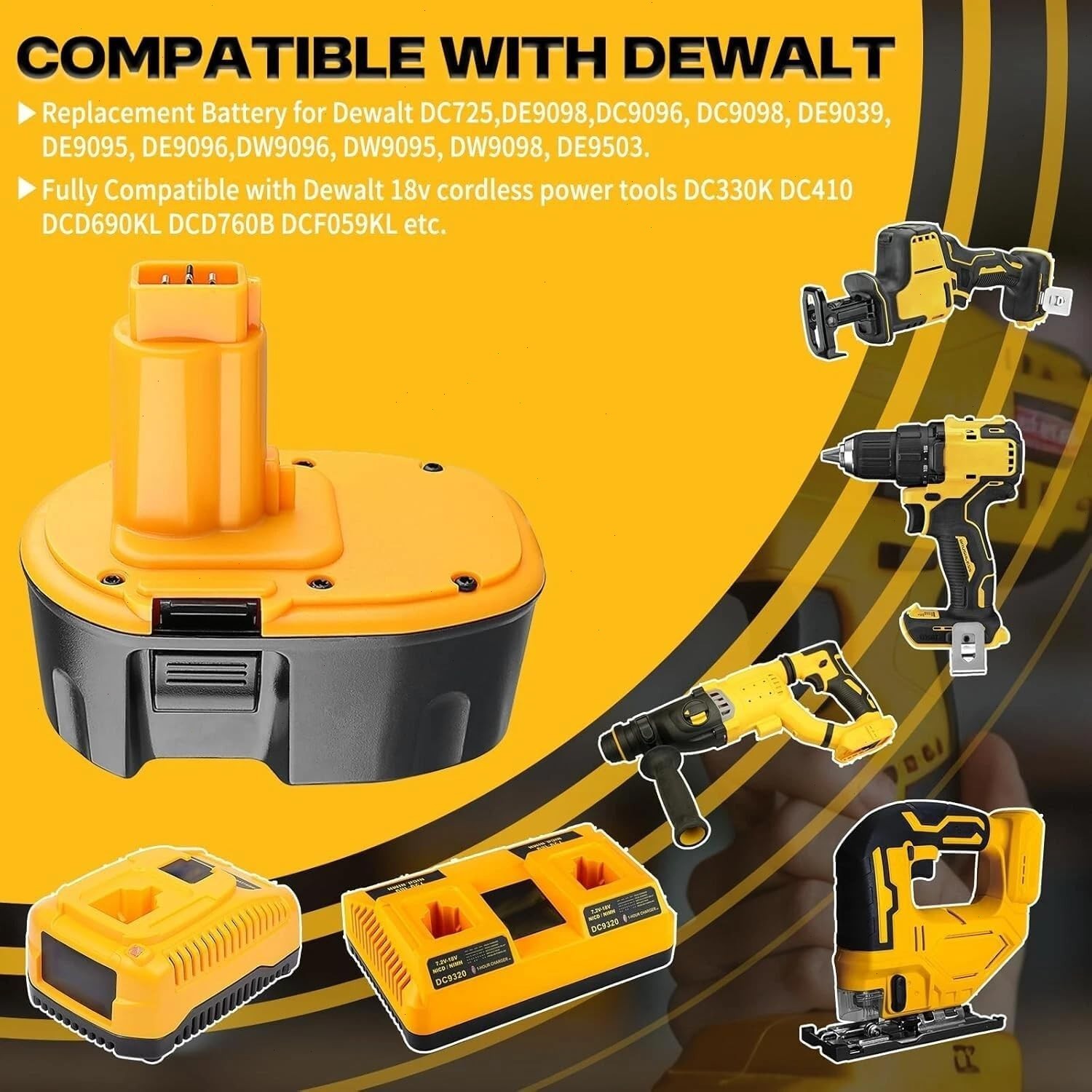 4PACK 2PACK 18V For Dewalt 18 VOLT XRP Ni-MH 7.0Ah Battery DC9099 DC9096 DC9098