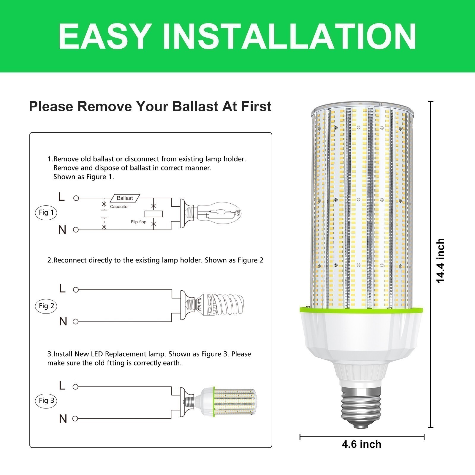300Watt LED Corn Bulb Light ETL Replace 1500W MH HPS Warehouse Parking Lot Light