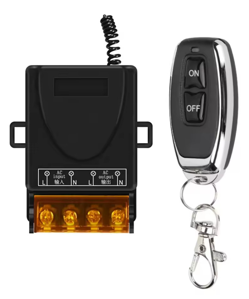 433MHz RF Wireless Remote Control Switch AC 110-240V 15A Relay Receiver + 2 Key