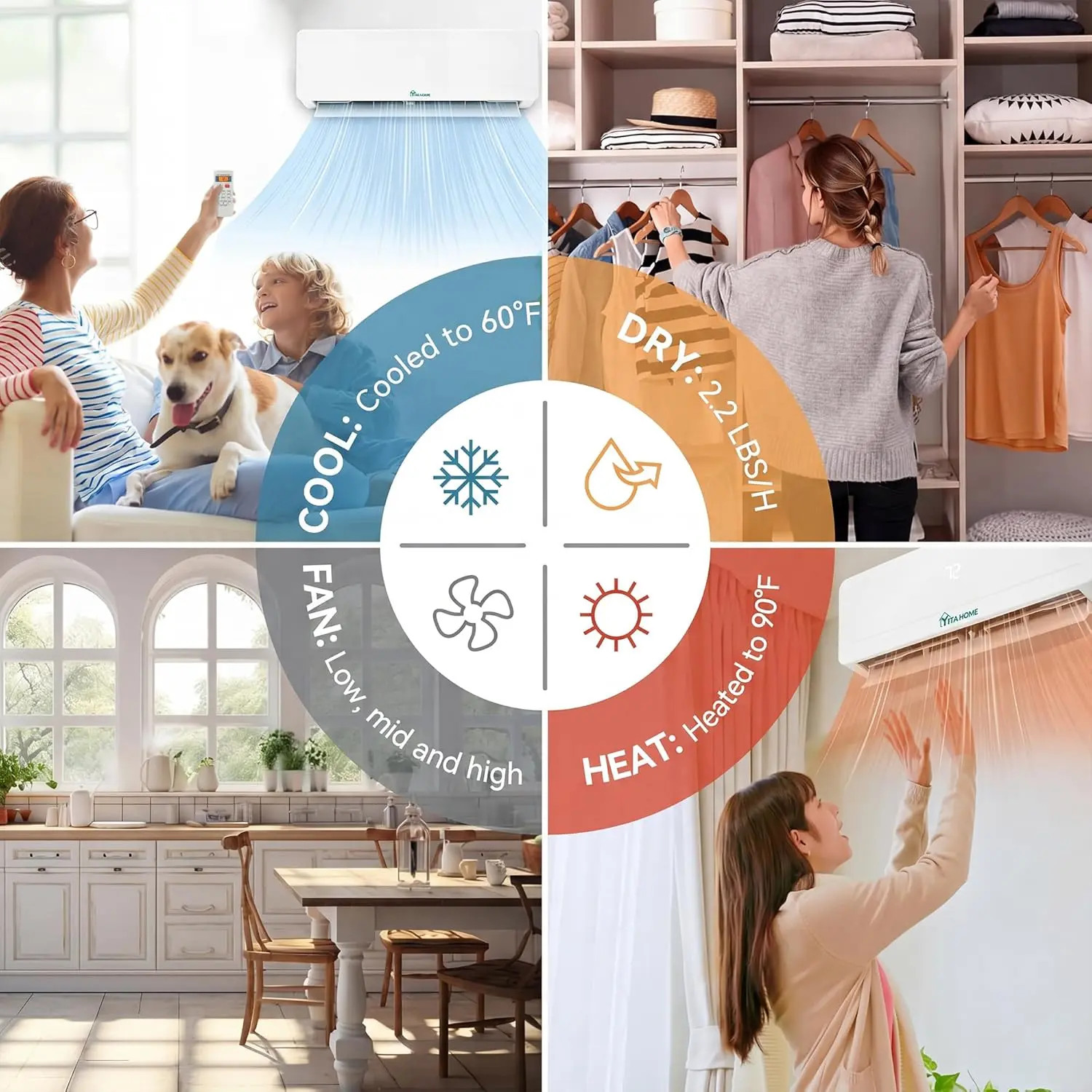 9000 BTU Mini Split AC/Heating System 115V 18 SEER2 Energy Efficient WiFi Alexa
