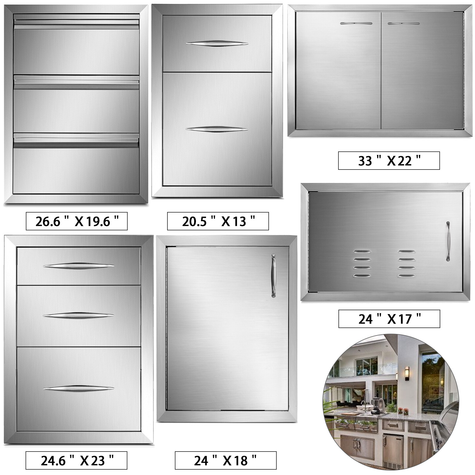 VEVOR Outdoor Kitchen BBQ Island Components Stainless Steel Access Door Drawer
