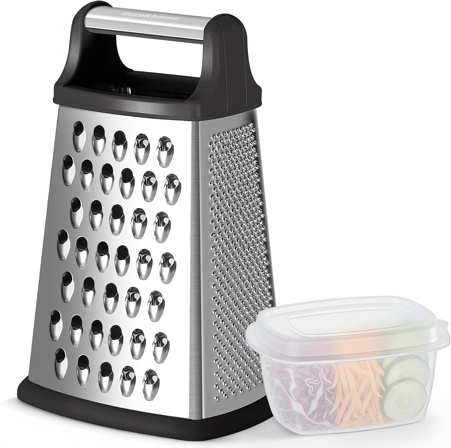 Cheese Grater Kitchen Slicer Zester Box Grater with Container 8 Inch