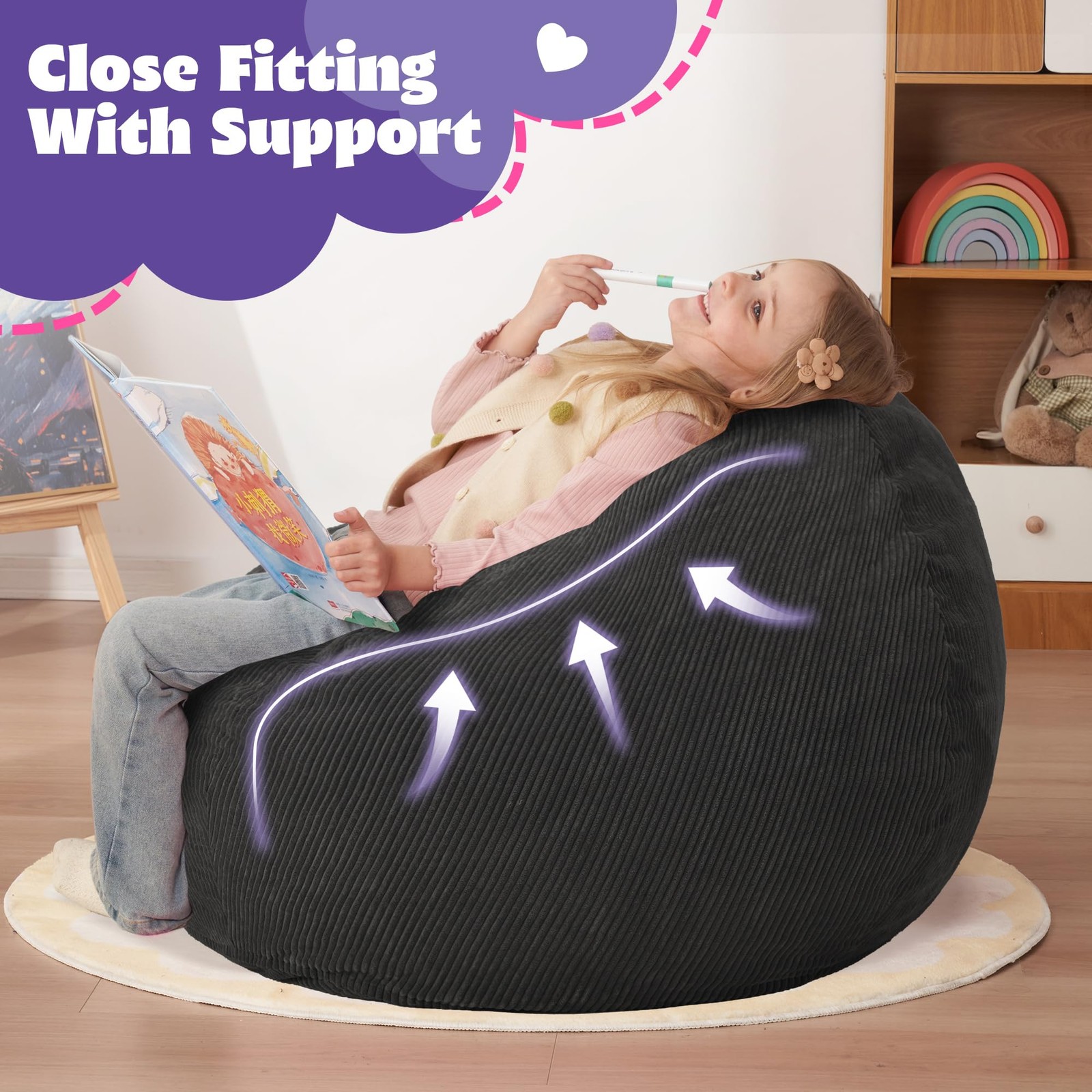 HABUTWAY 2FT Bean Bag Chair,Giant Bean Bag Chairs for Teens Adults,Big Bean B…