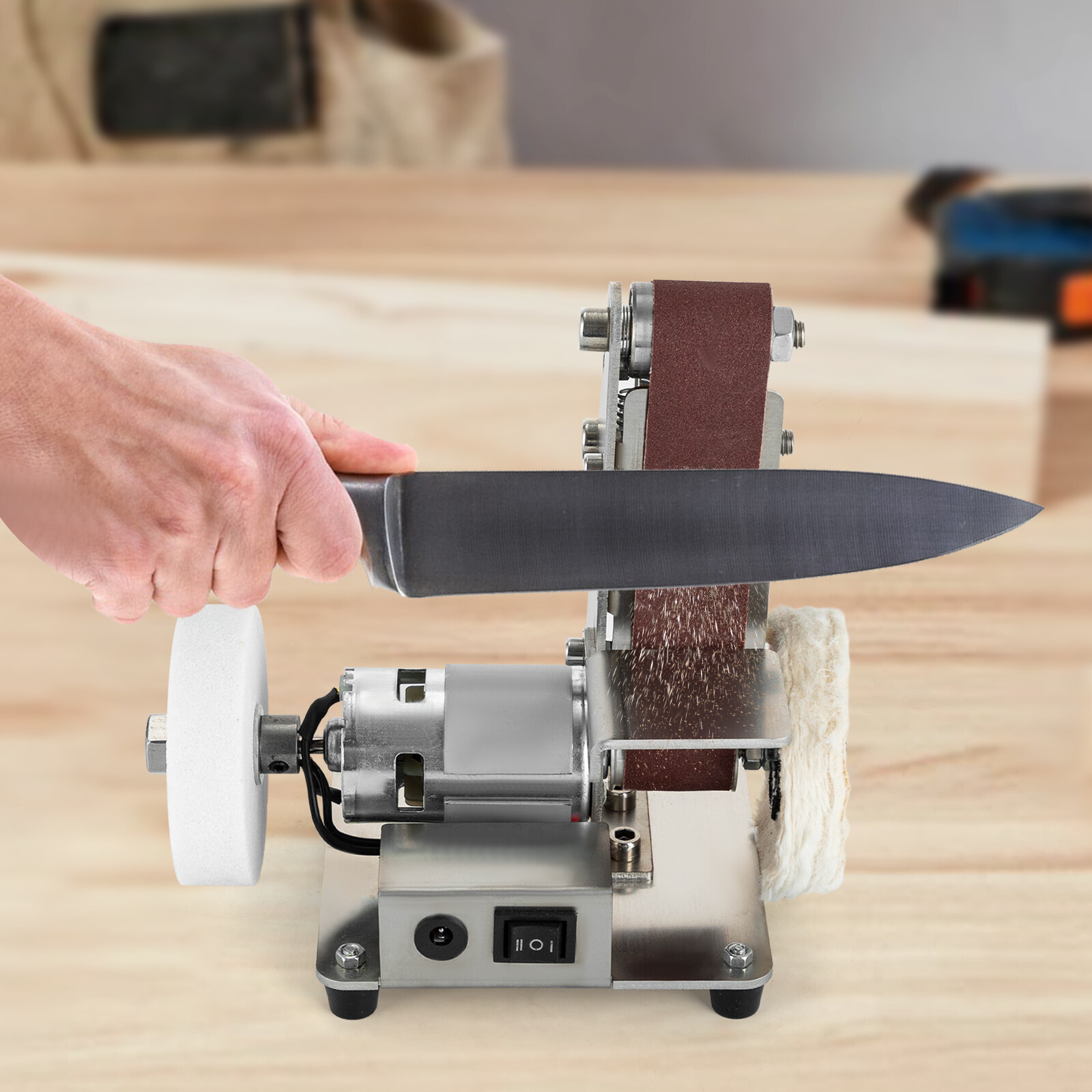Mini Belt Sander, Electric Bench Grinder Sanding Machine, Table Top Grinder New
