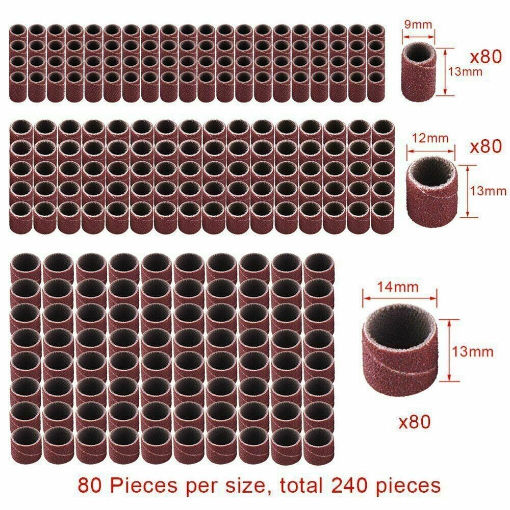 252x Sanding Drum Kit For Bits Dremel Accessories Rotary Tool For Wood Metal US