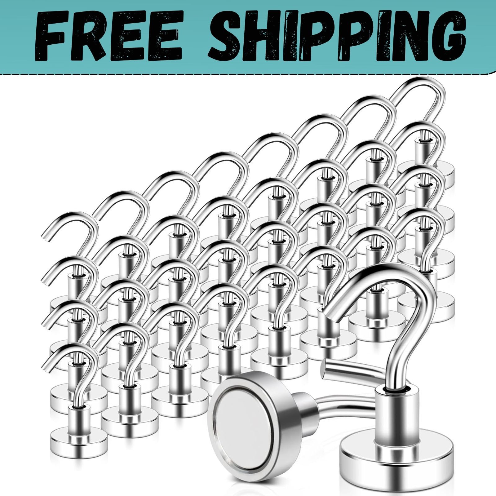 32 Pack Magnetic Hooks Heavy Duty, 25 lbs Strong Magnet Hooks – Multipurpose
