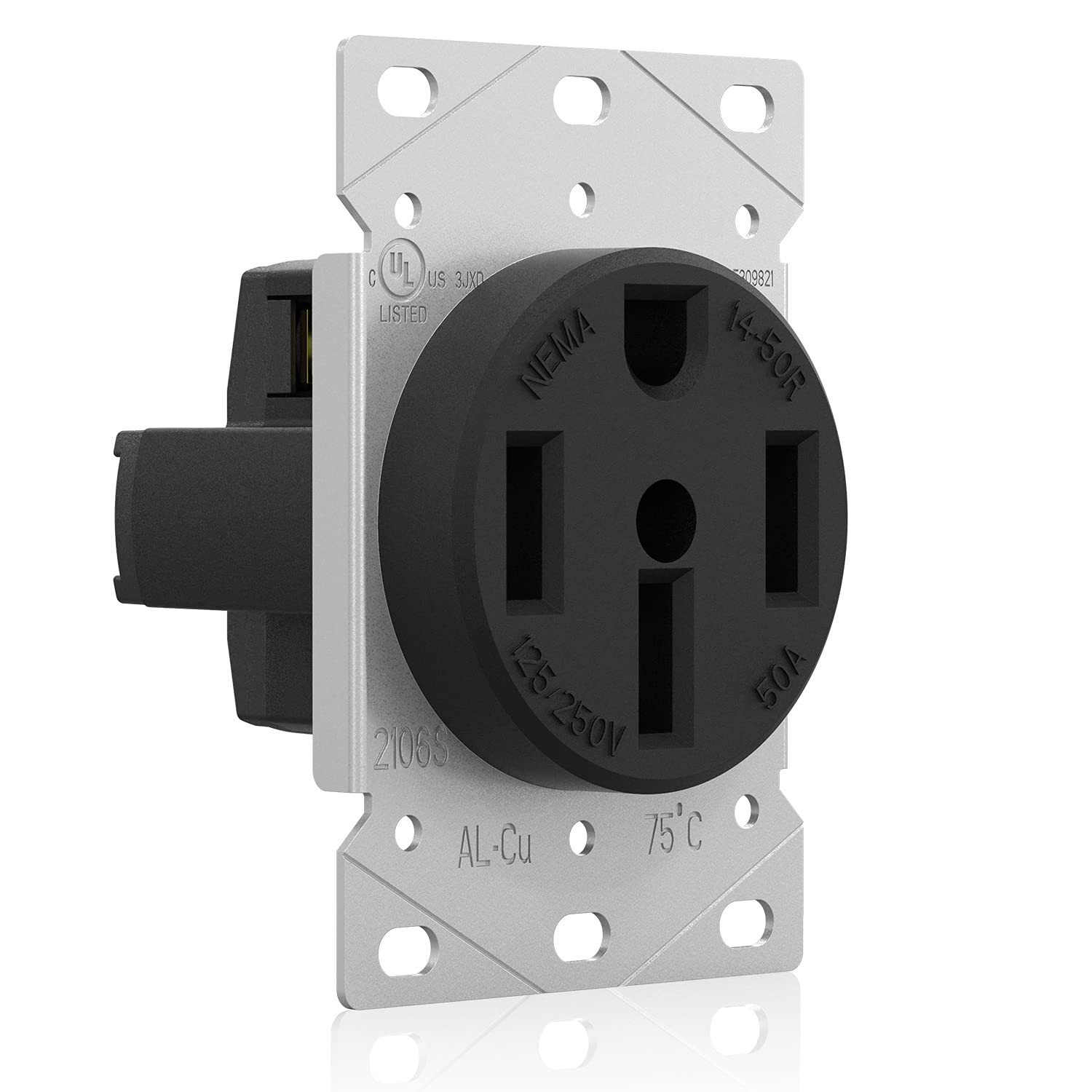 50 Amps 125/250V Range Oven Stove Receptacle, Flush Mounting Power Outlet, NEMA