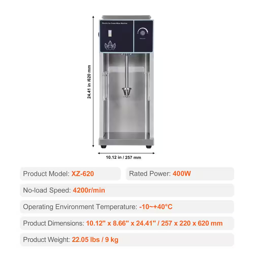 Ice Cream Blender, 400 W High-Speed Maker, 4200 RPM Mixer with Stepless Speed Ad
