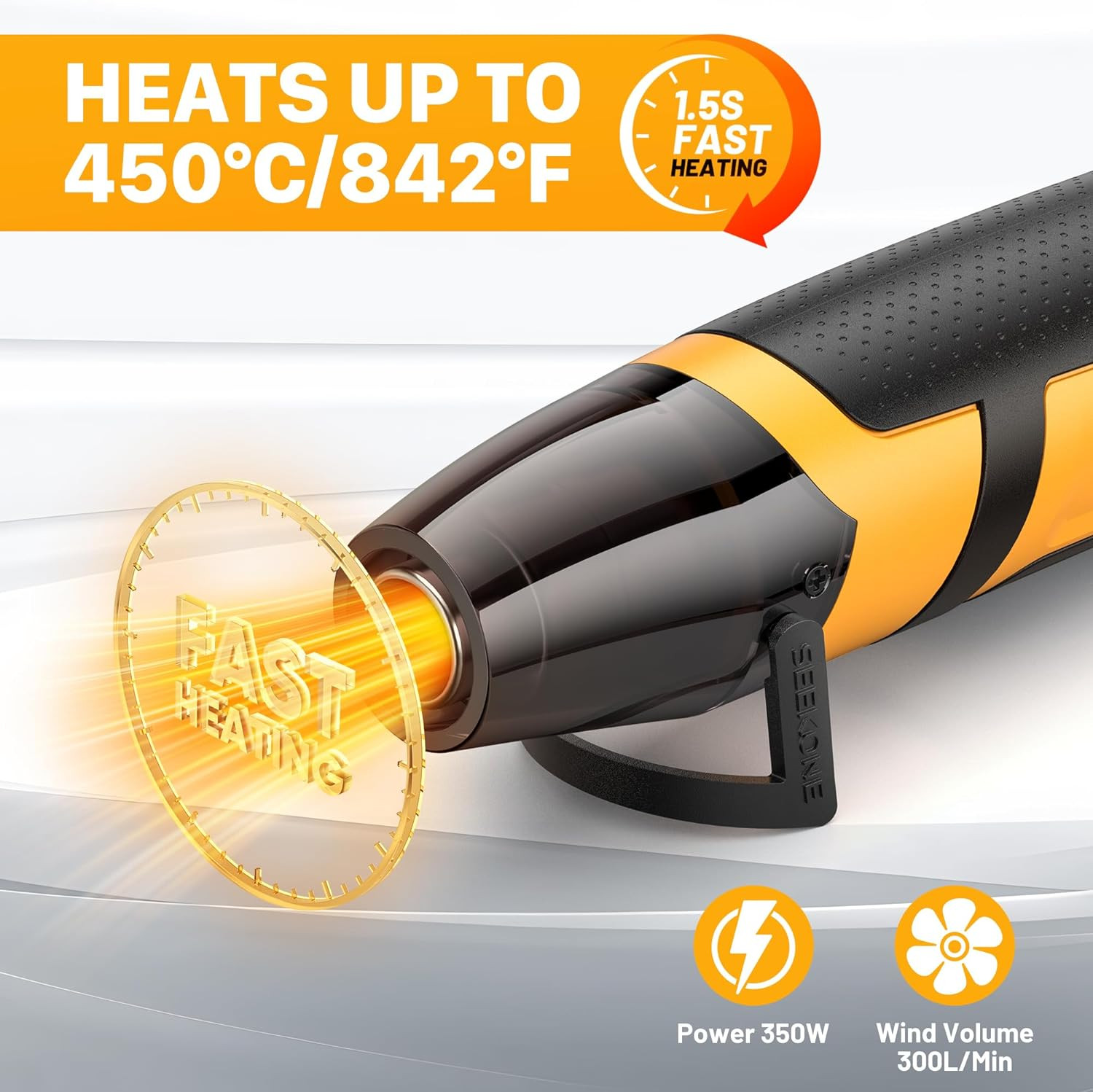 Mini Heat Gun, 350W 2-Temp Settings 500℉ & 842℉（260℃& 450℃） Fast Heat