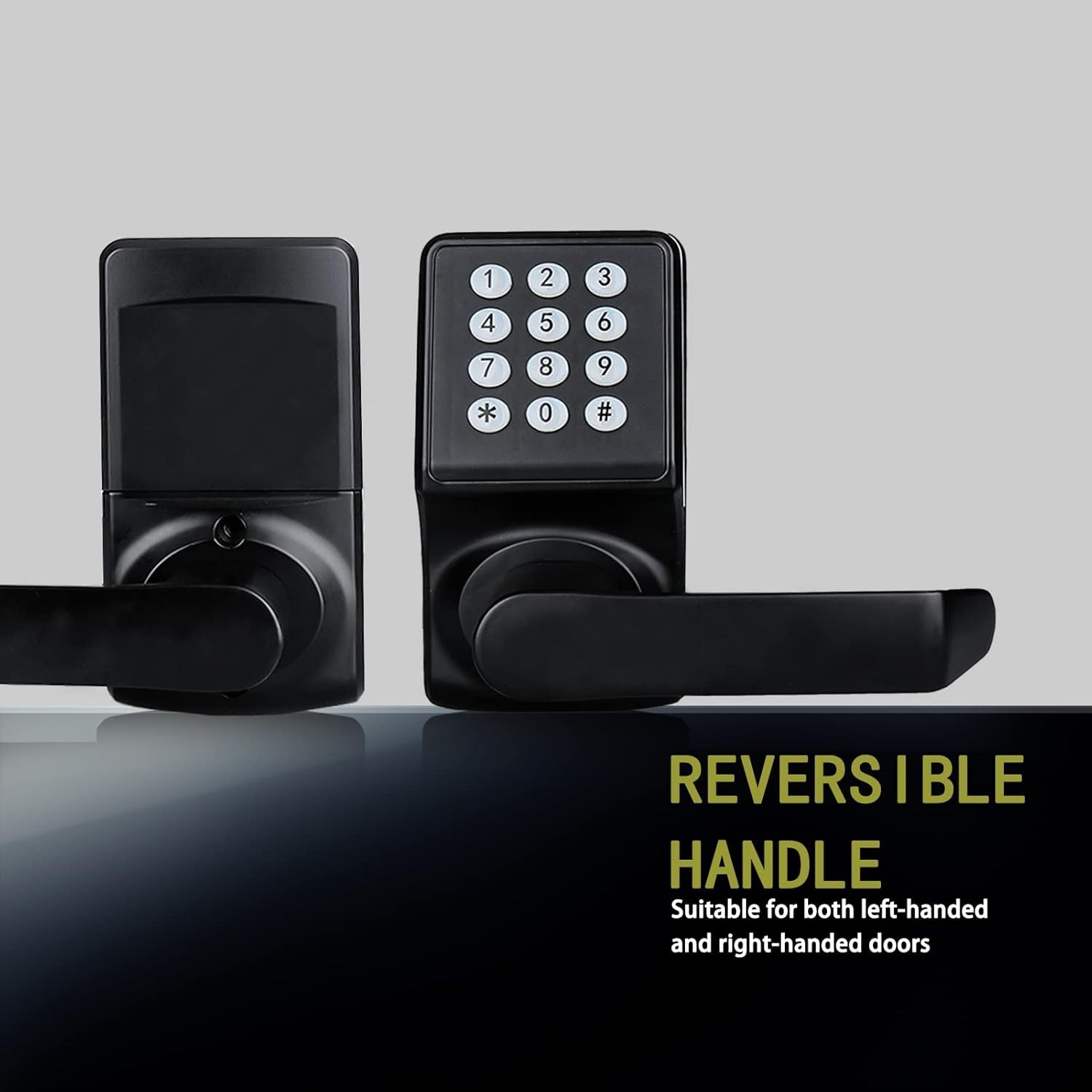 Keypad Door Lock with Handle-Keyless Entry Door Lock -Matte Black