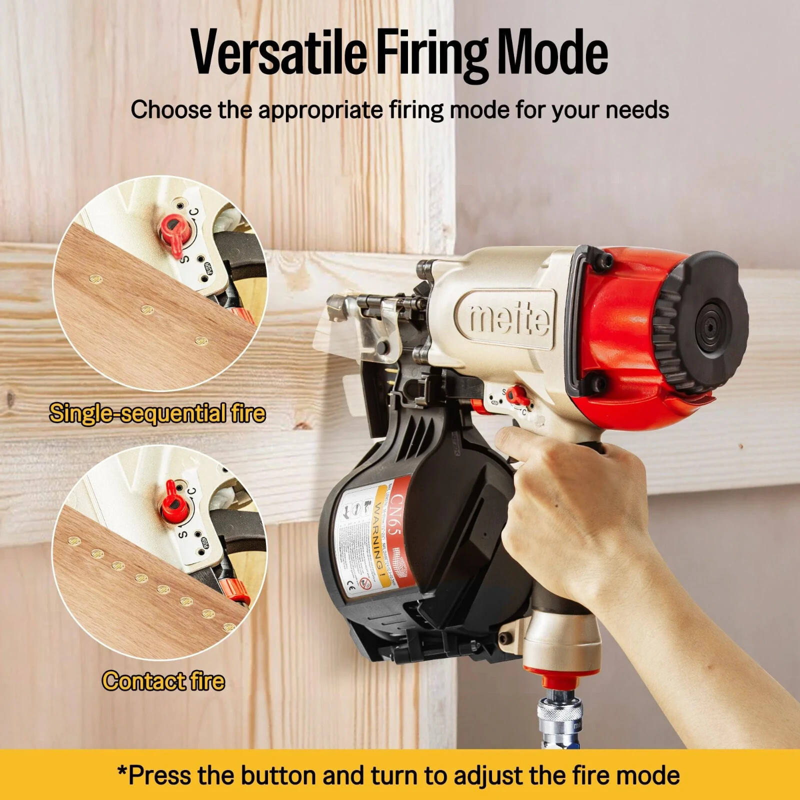 meite CN65 Penumatic Industrial Coil Siding Nailer 15 Degree 1-1/2″ to 2-1/2″