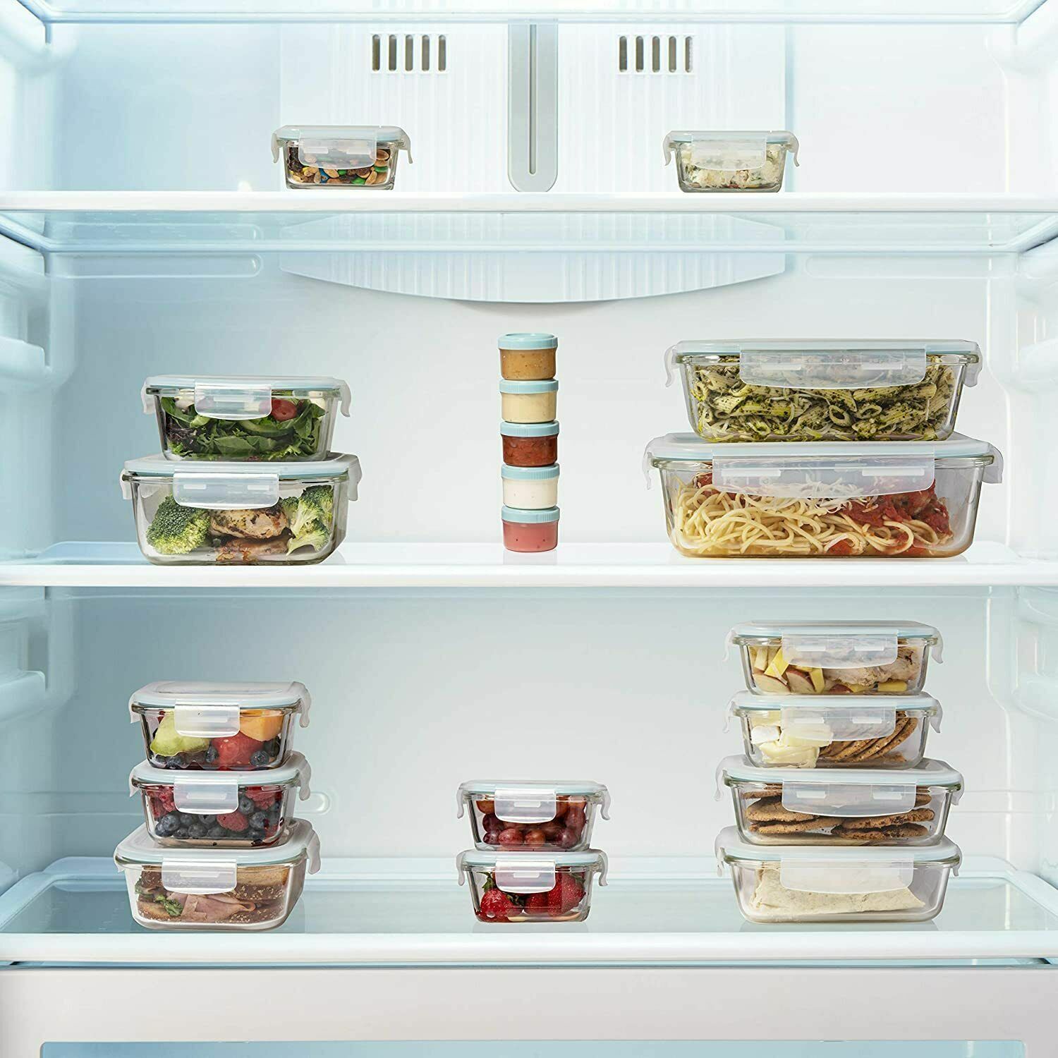 Razab Set of 35 PC Glass and Plastic Food Storage Containers with Airtight Lids