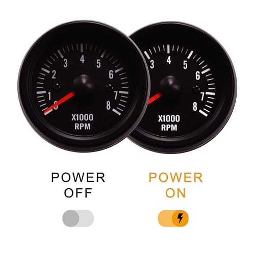52mm 2-1/16″ Universal Electrical Tachometer 8000 RPM for Gasoline Black Dial