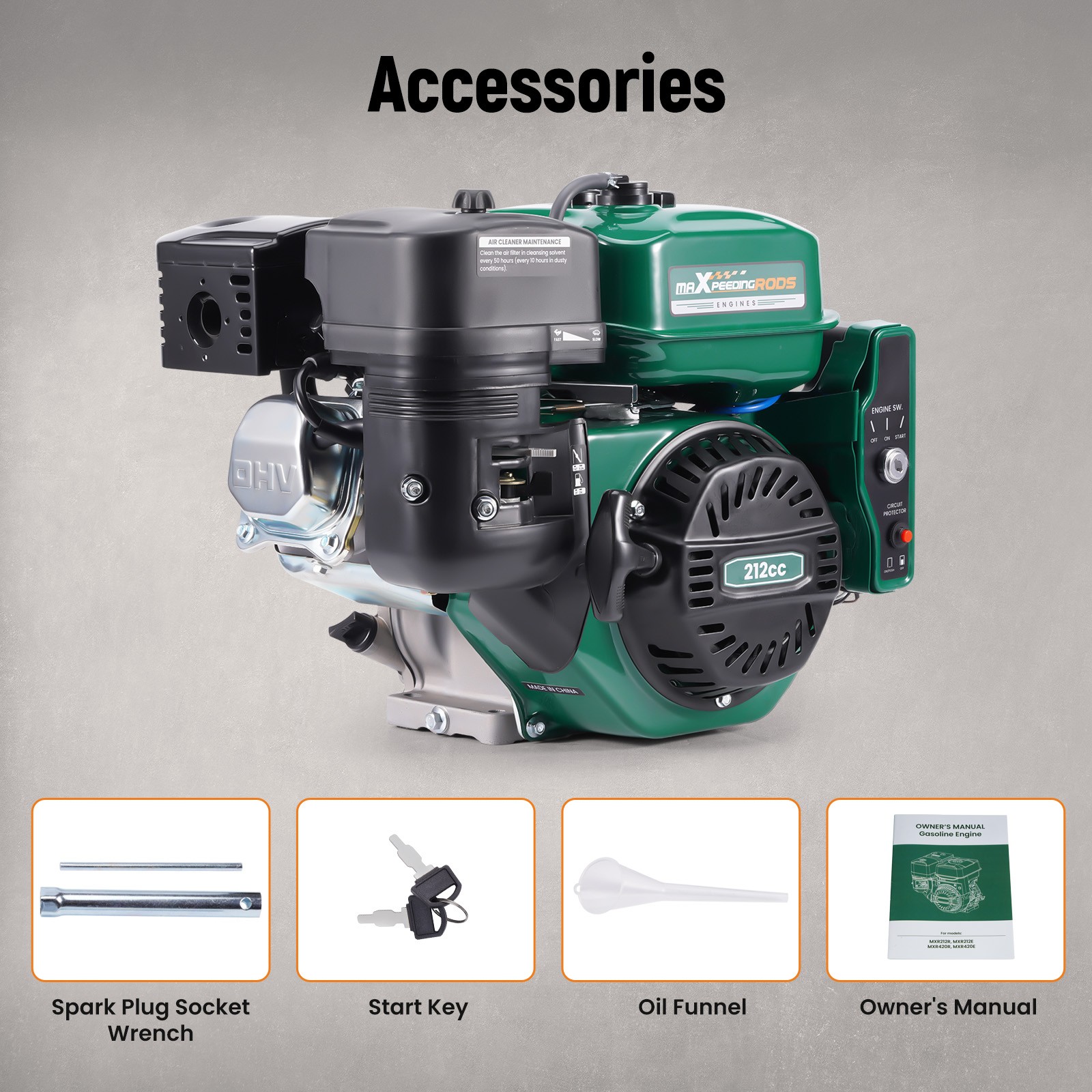 Electric Start Engine Motor Gas 212cc 4-Stroke 7HP Fit for Lawn Mower
