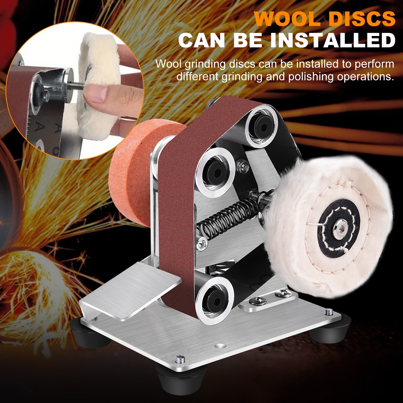 Mini Belt Sander Electric, 7-Speed, 15° Sharpener for DIY & Jewelry Making