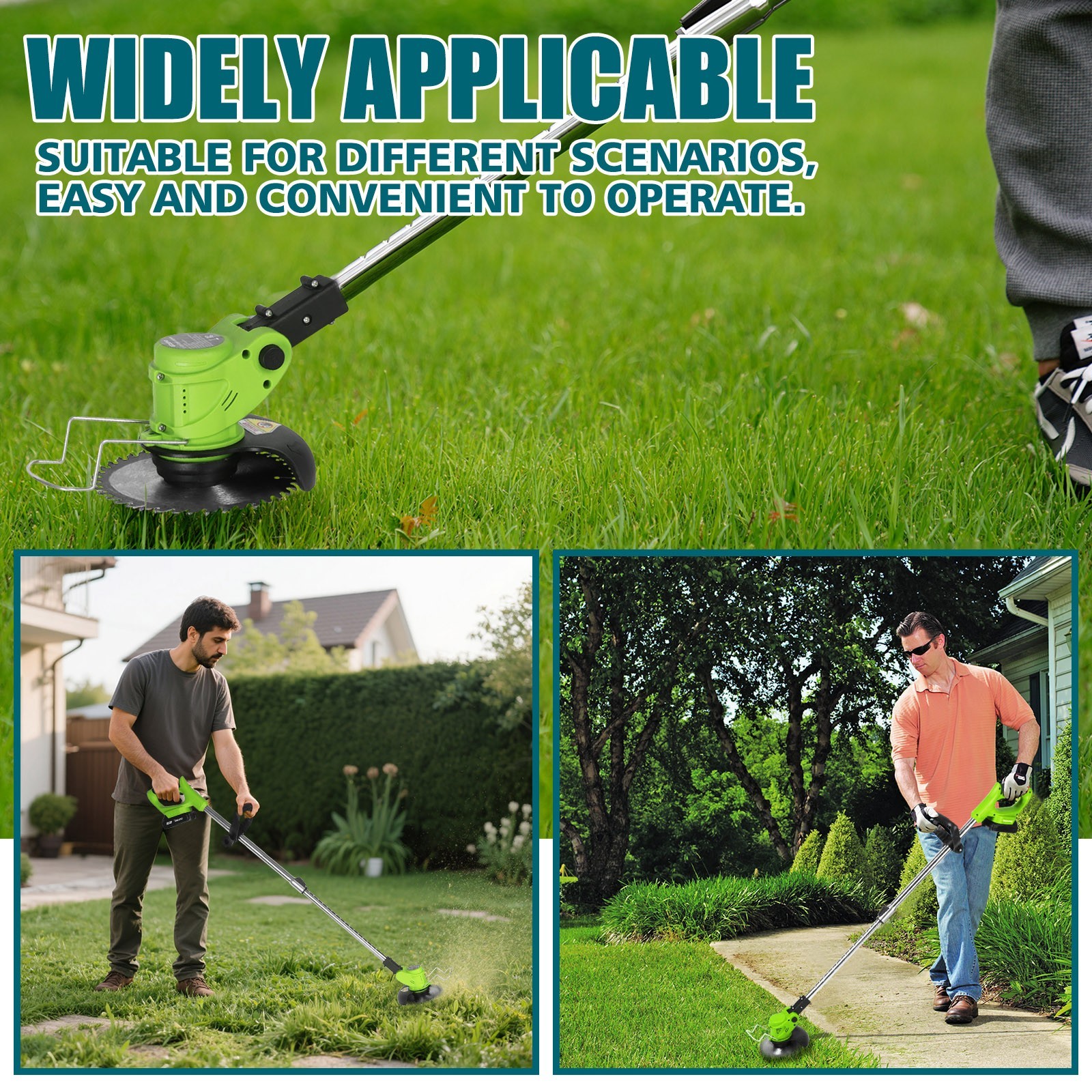 Electric Cordless Grass String Trimmer Lawn Edger Weed Wacker Cutter & 2 Battery
