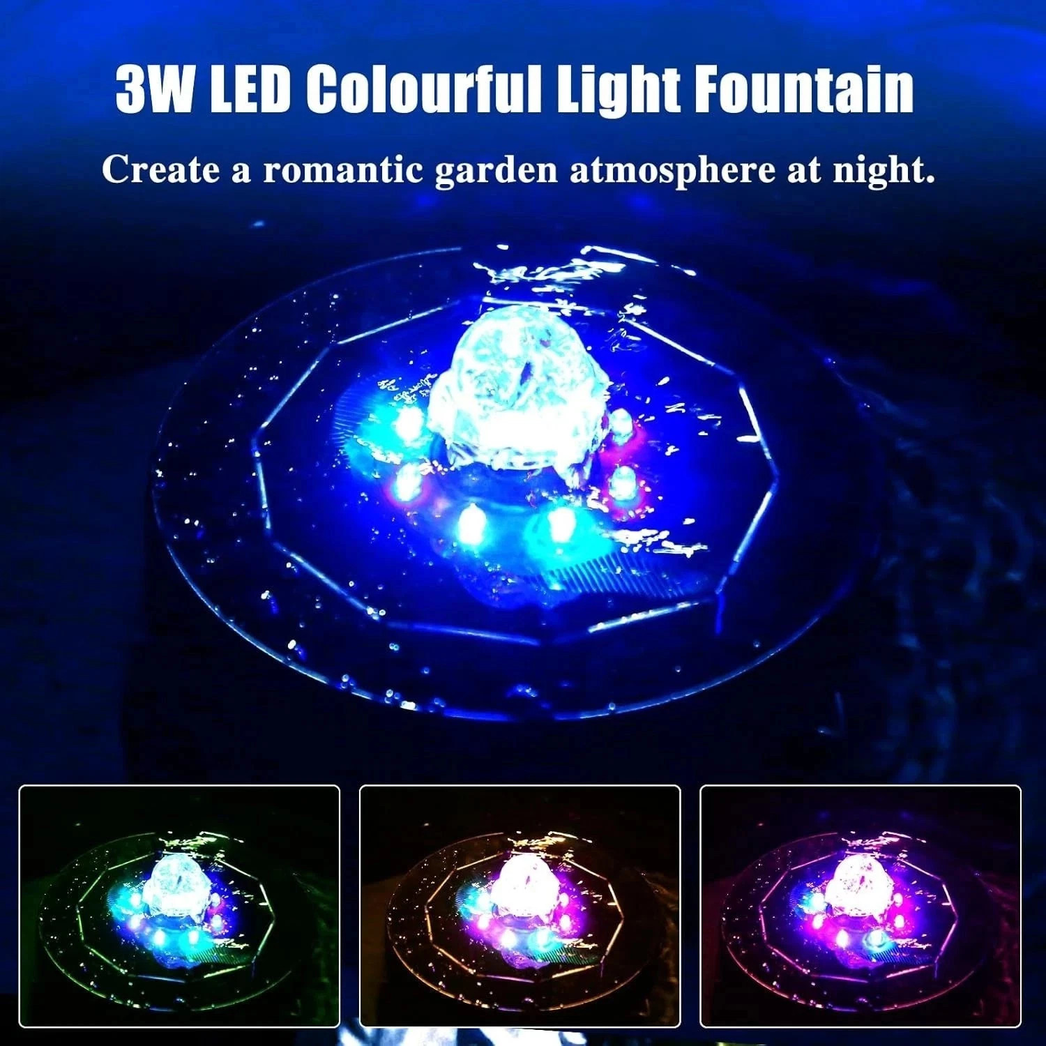 With 6 Nozzles 6.5W Solar Fountain Pump Water Pump Built-in 1500mAh Battery