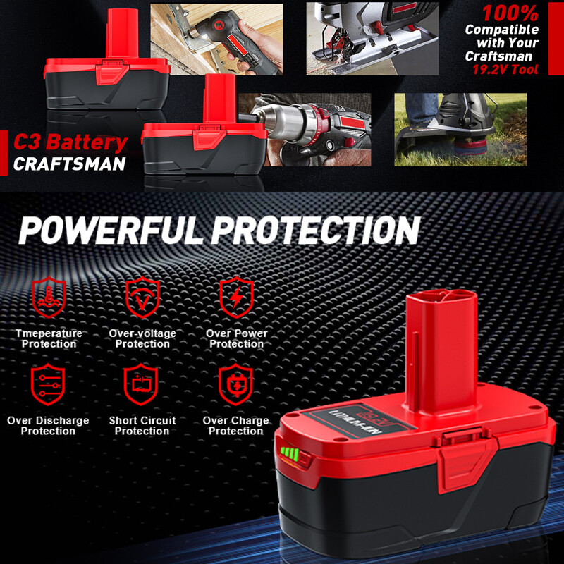 1-2Pack 8.0Ah for Craftsman 19.2V Lithium XCP Battery C3 DieHard 11375 / Charger