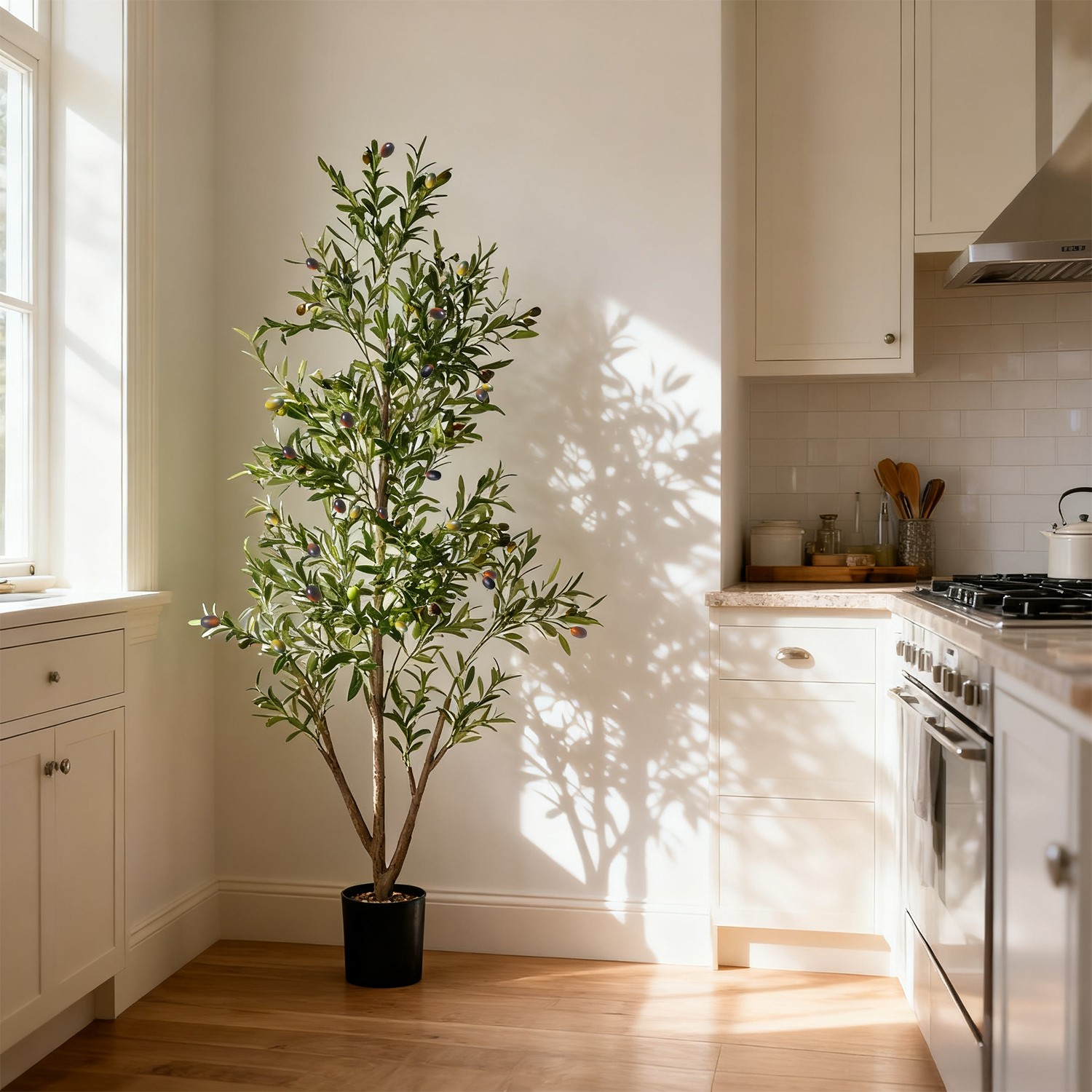 NOVAROOT 6FT Tall Olive Trees Artificial Indoor Faux Natural Wood Trunk Lifeli