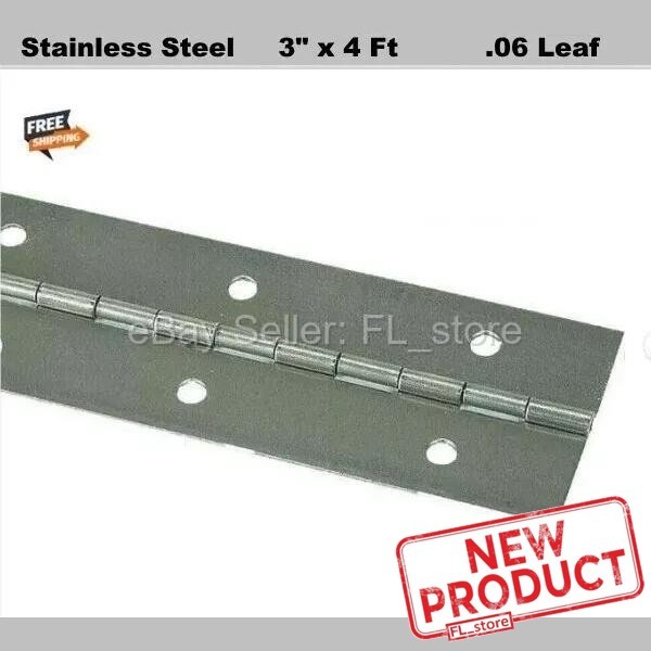 Stainless Steel Piano Hinge 3″ x 4 Feet Continuous Non-removable Pin (Leaf .06″)