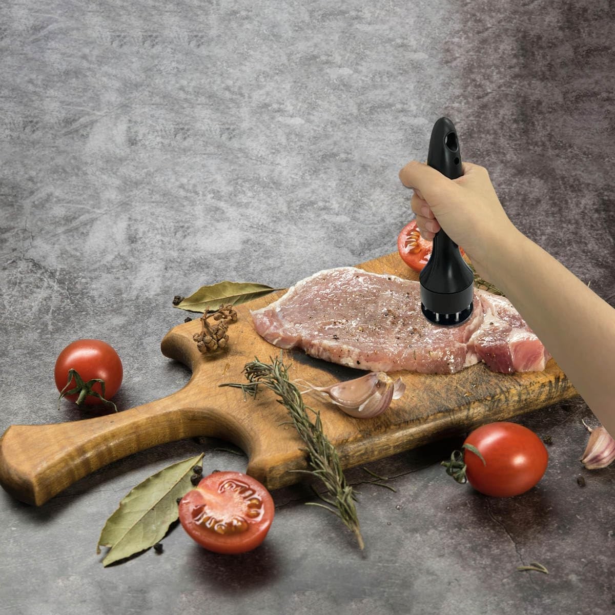 Needle Meat Tenderizer Tool Stainless Steel 21 Blades Steak Marinade Black