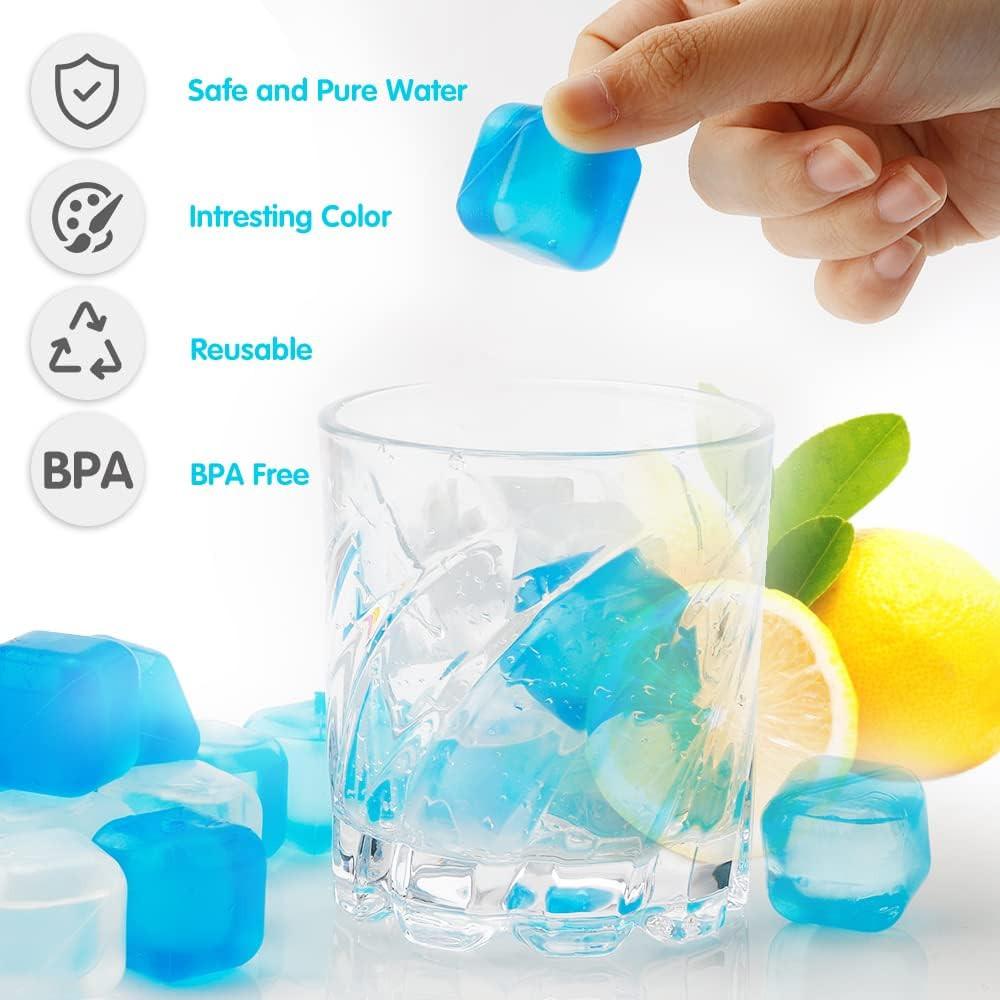 Reusable Ice Cube for Drinks, Square Plastic Ice Cubes 20 Pack, Freeze Drinks