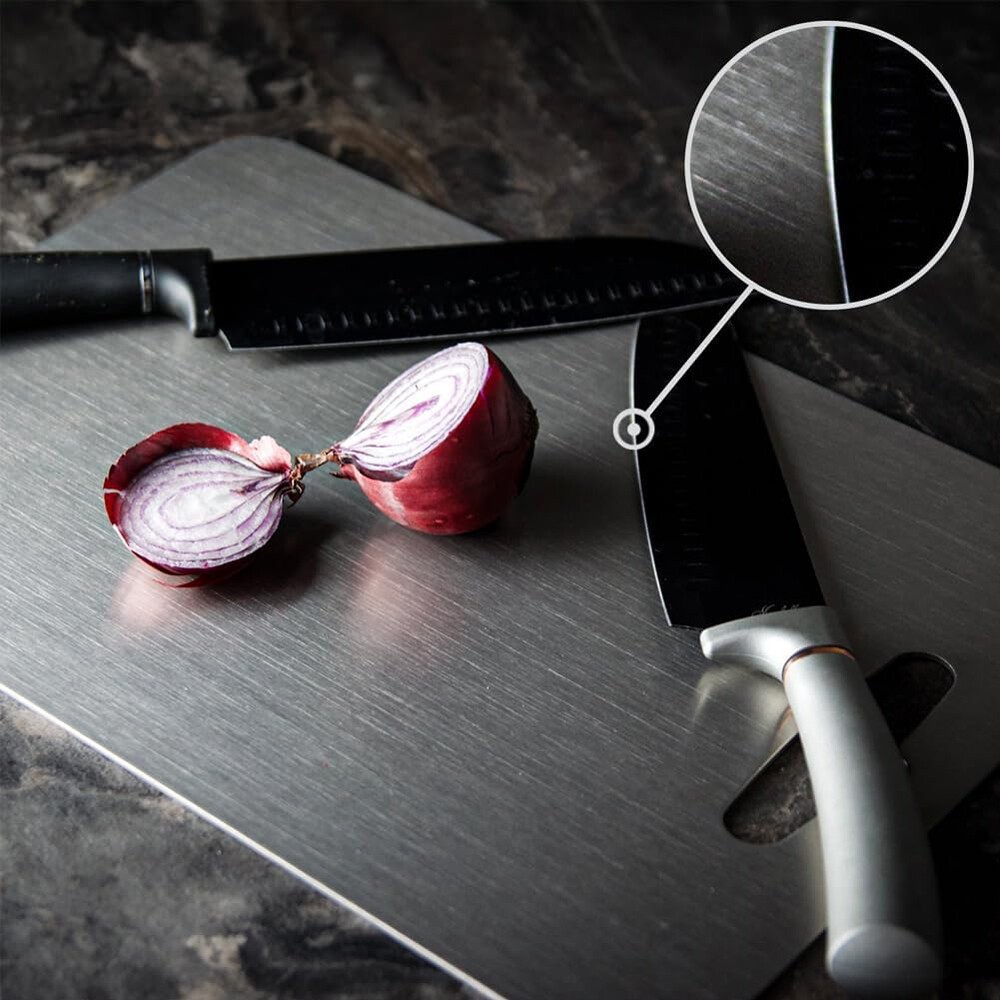 Stainless Steel Cutting Board Double-Sided Titanium Chopping Board for Kitchen