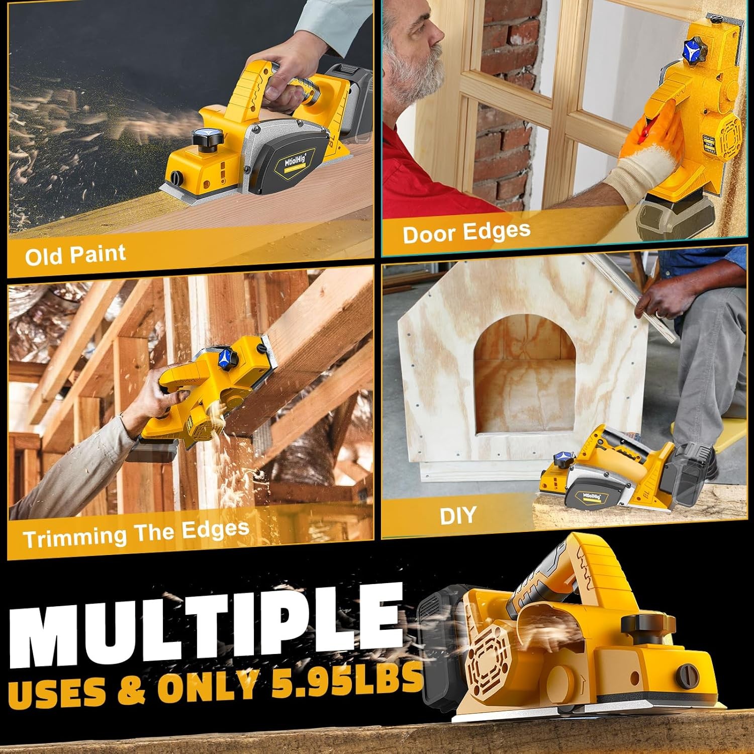 Cordless Electric Hand Planer: 3-1/4-Inch Handheld Planer Compatible with Dewalt