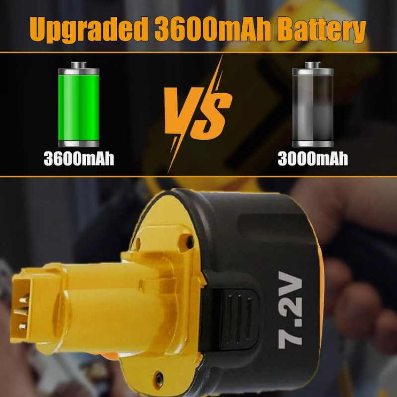 2Pack 7.2V NI-MH Battery replace for DEWALT DE9057 DW9057 7.2Volt Cordless Drill