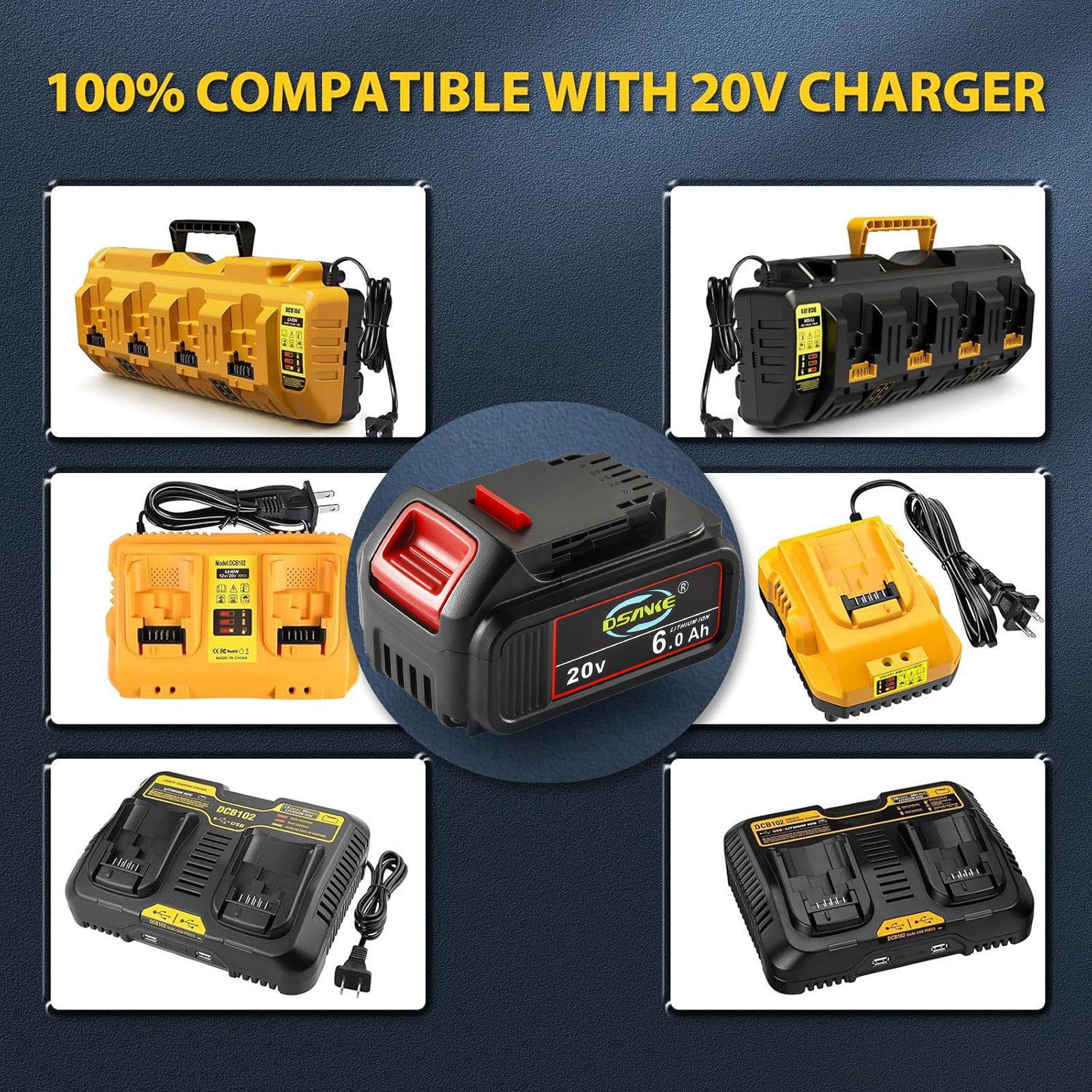 Pack For DeWalt 20V 20 Volt Max 6.0AH Lithium Battery DCB206 DCB205-2 DCB201-2