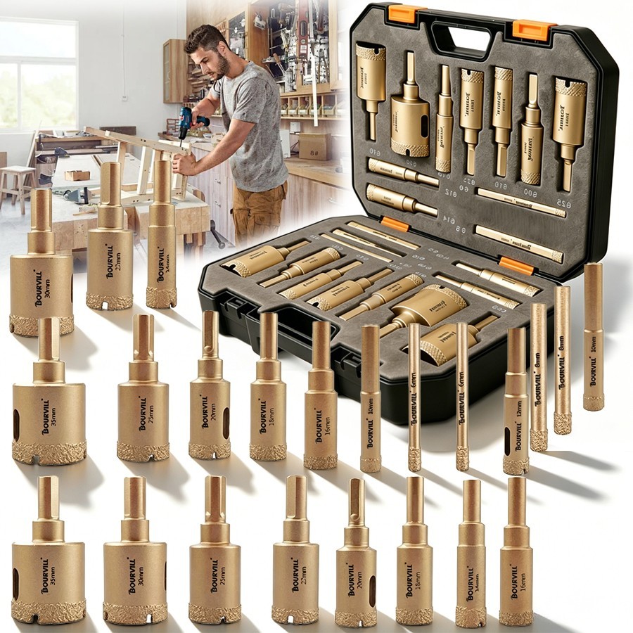 BOURVILL-24Pcs Manual Tool Set. Is A Heavy-duty Round-hole Leather Punching Tool