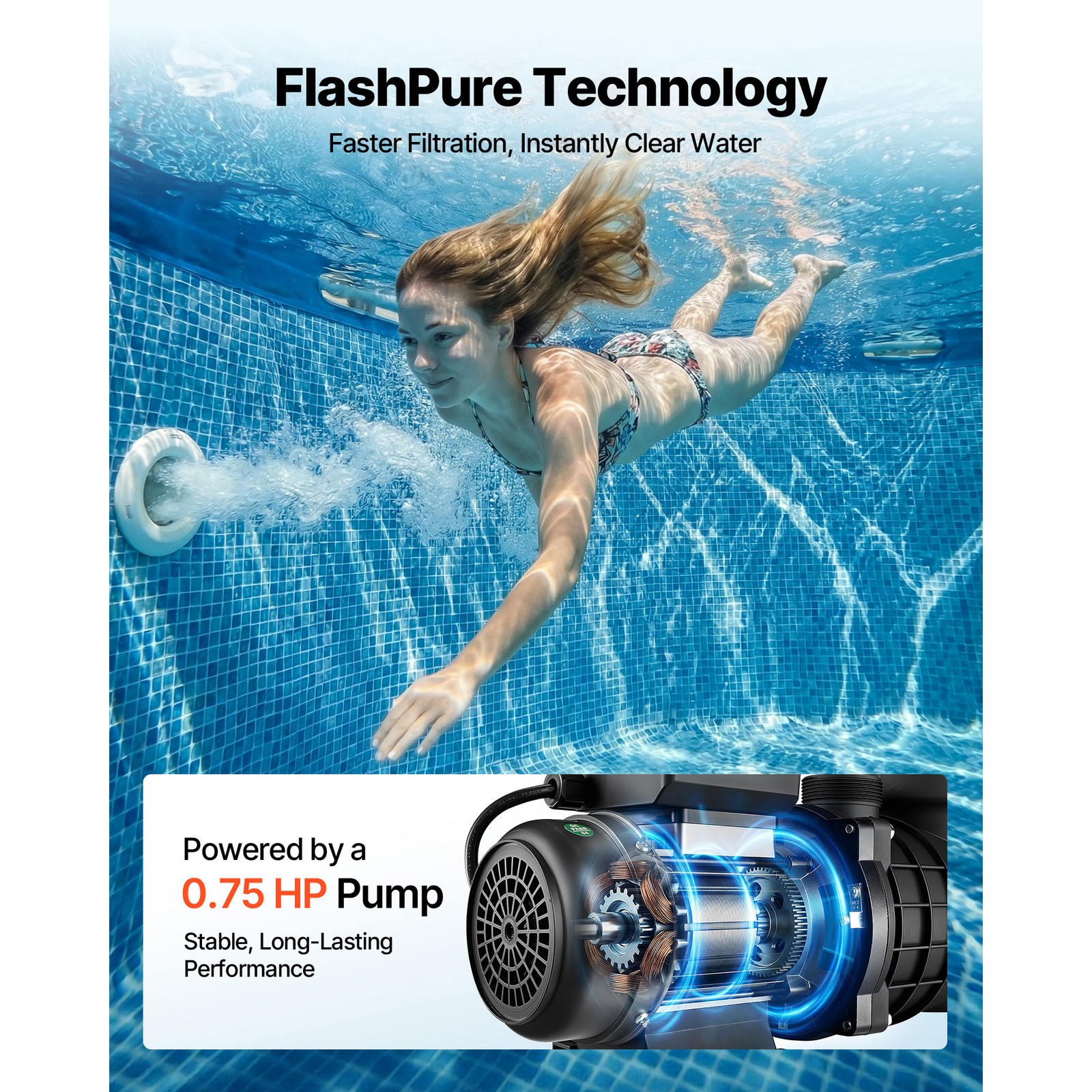 Uimoso 14″ Sand Filter Pump with Timer, 0.75HP, 3500 GPH for Above Ground Pools