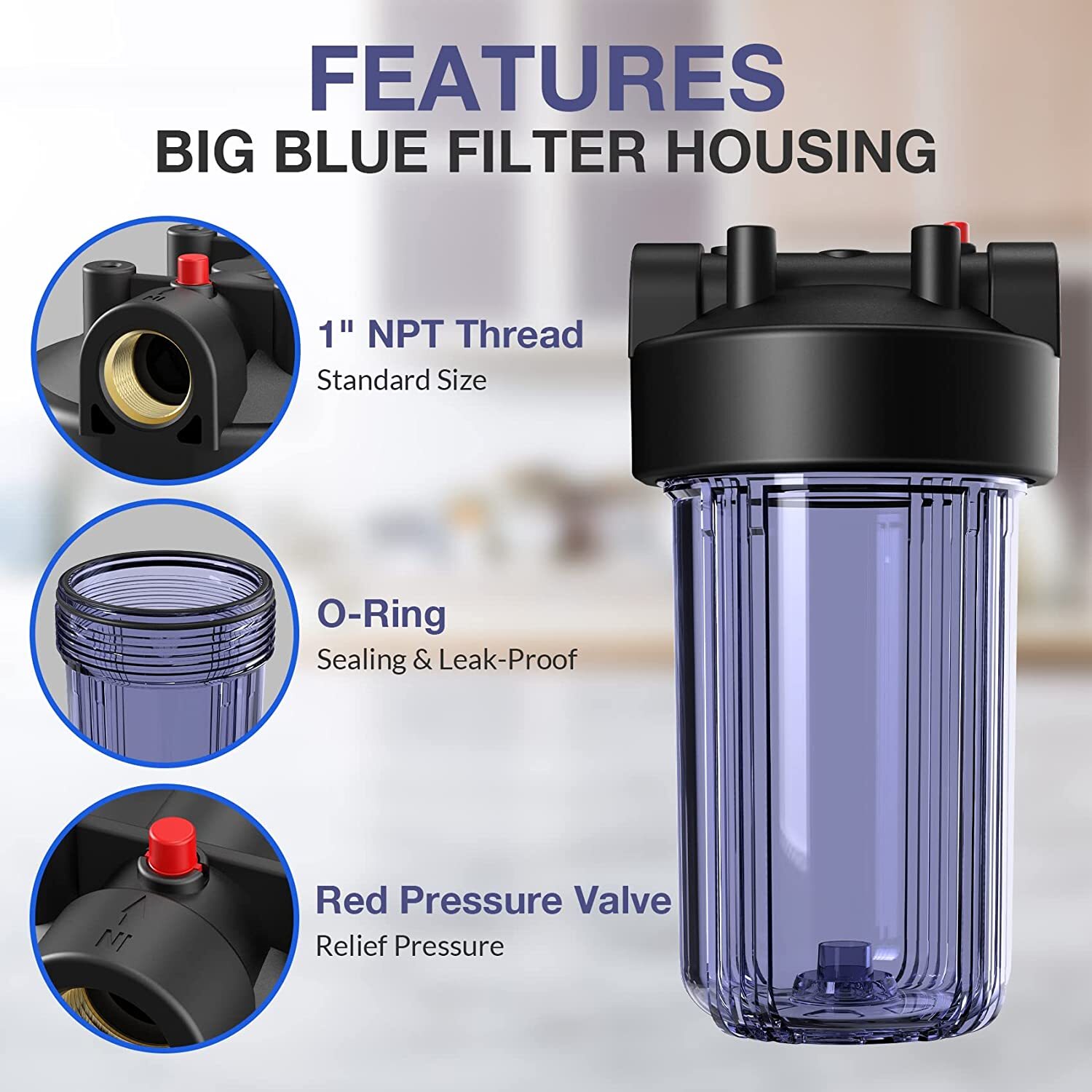 10 Inch Clear Whole House Water Filter Housing 10″ x 4.5″ Filtration Cartridge