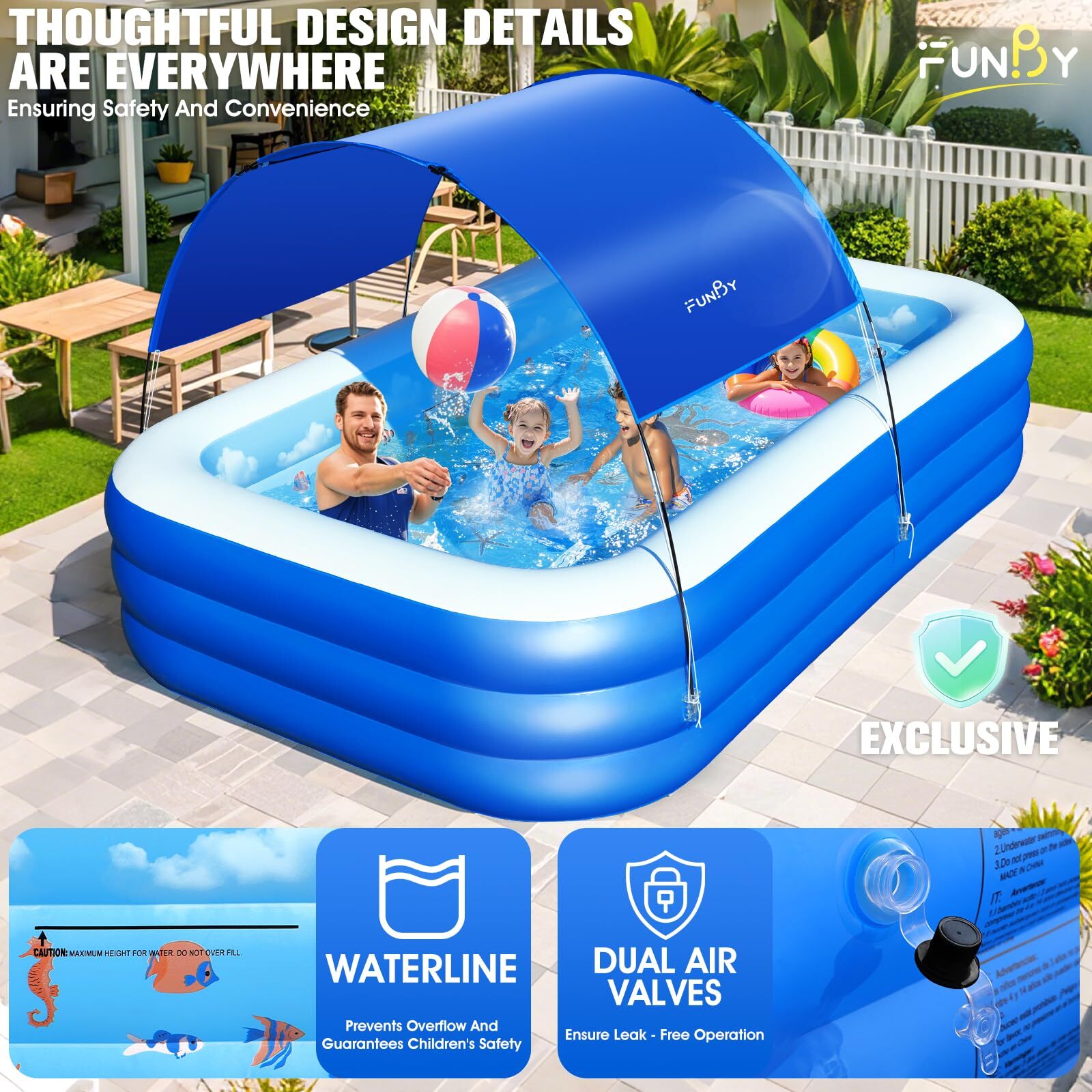 Alberca Inflable Extra Grande Piscina Familiar con Techo Para Niños y Adultos