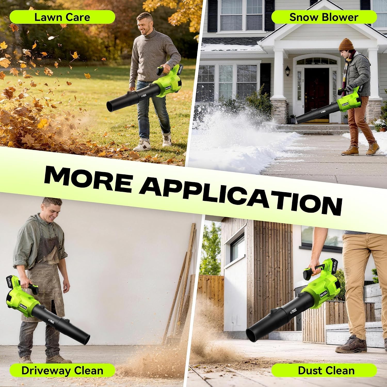 Cordless Leaf Blower 750CFM 250MPH 2×6.0Ah Battery LCD Screen SILVEL
