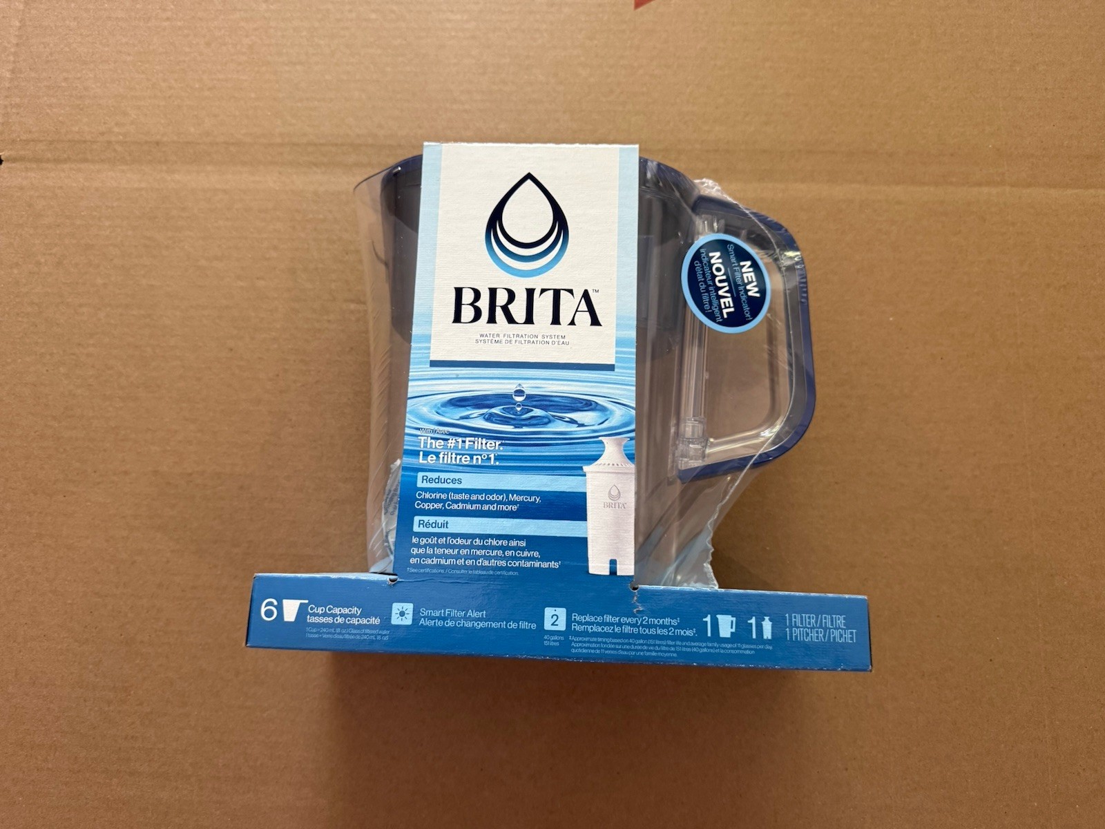 Brita Water Filter Pitcher 6 Cup with 1 Standard Filter, BPA Free – Blue
